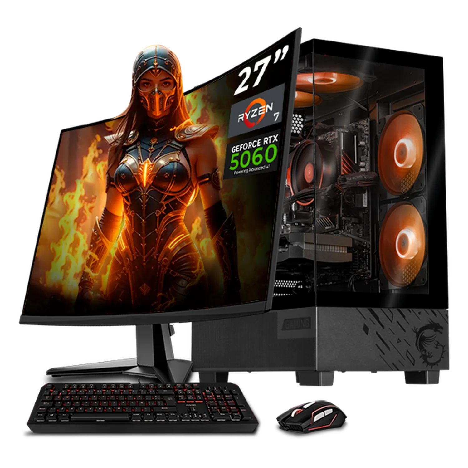 PC Gamer Completa IA Xtreme PC Gaming MSI NVIDIA GeForce RTX 5060 AMD Ryzen 7 5700 16GB SSD 1TB WIFI Monitor 27 200Hz Black Productividad Versátil Acelerada con IA