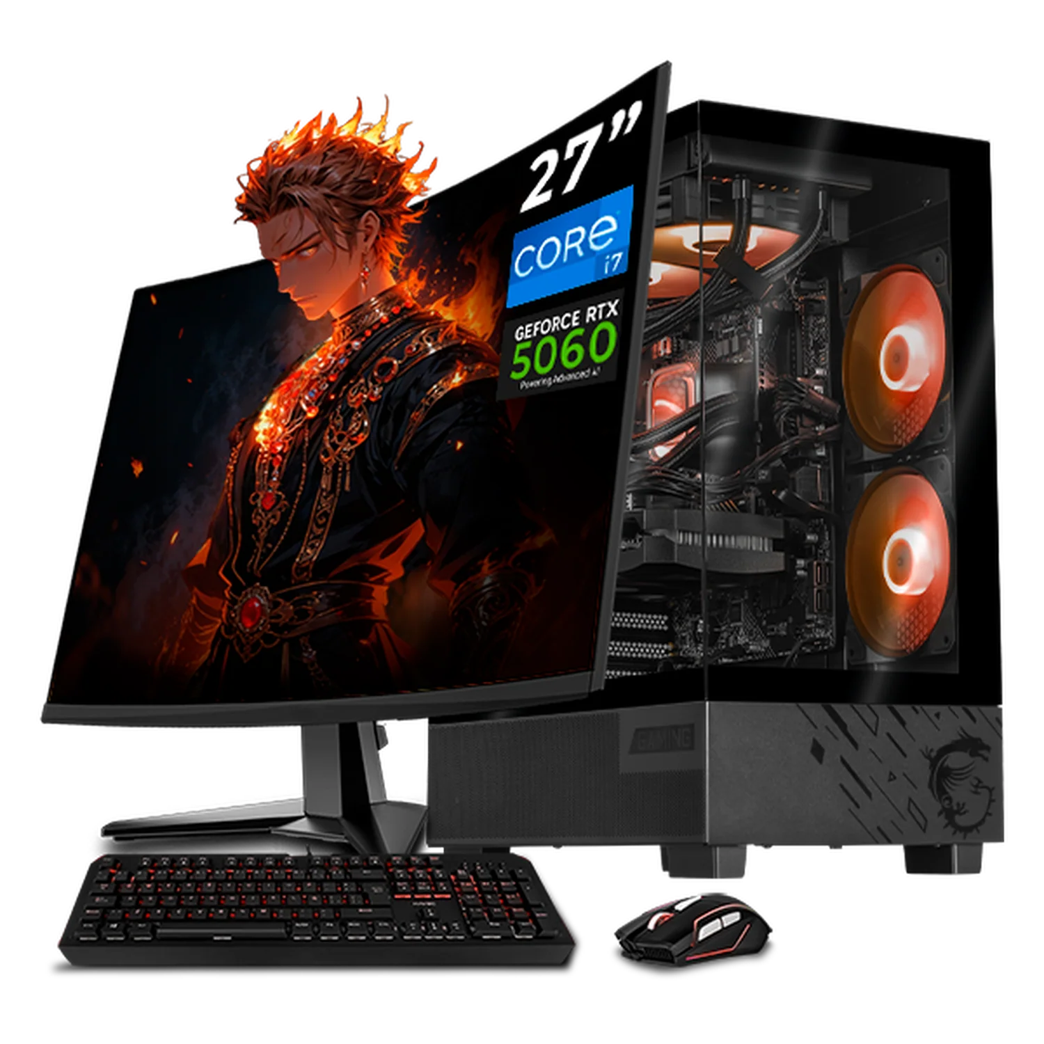 PC Gamer Completa IA Xtreme PC Gaming MSI NVIDIA GeForce RTX 5060 Intel Core i7 14700F 16GB DDR5 SSD 1TB WIFI Monitor 27 200Hz Sistema Liquido Black Productividad Versátil Acelerada con IA