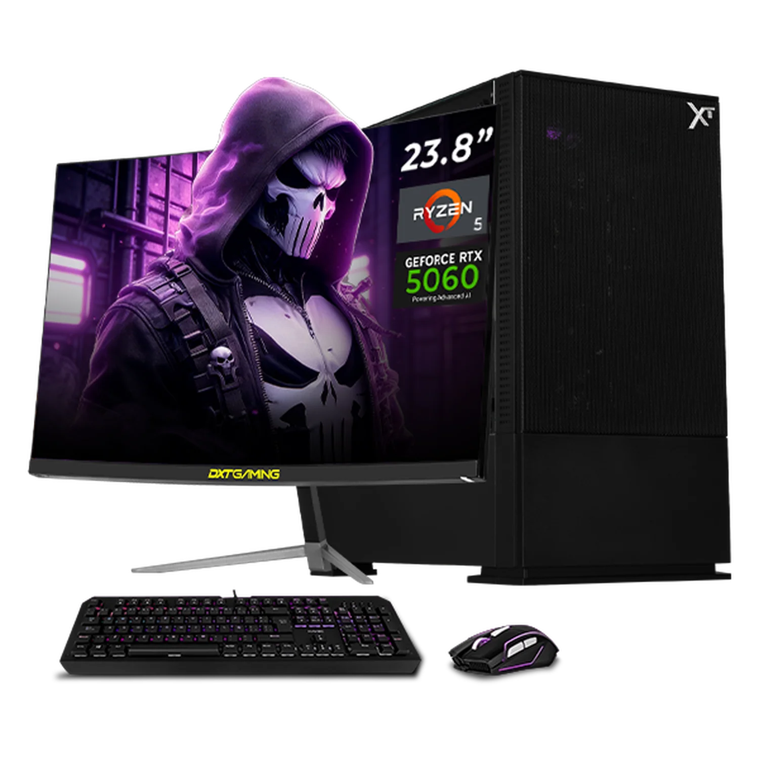 PC Gamer Completa IA Xtreme PC Gaming NVIDIA GeForce RTX 5060 AMD Ryzen 5 3600 16GB SSD 1TB Monitor Curvo 23.8 180Hz WIFI Productividad Versátil Acelerada con IA Black