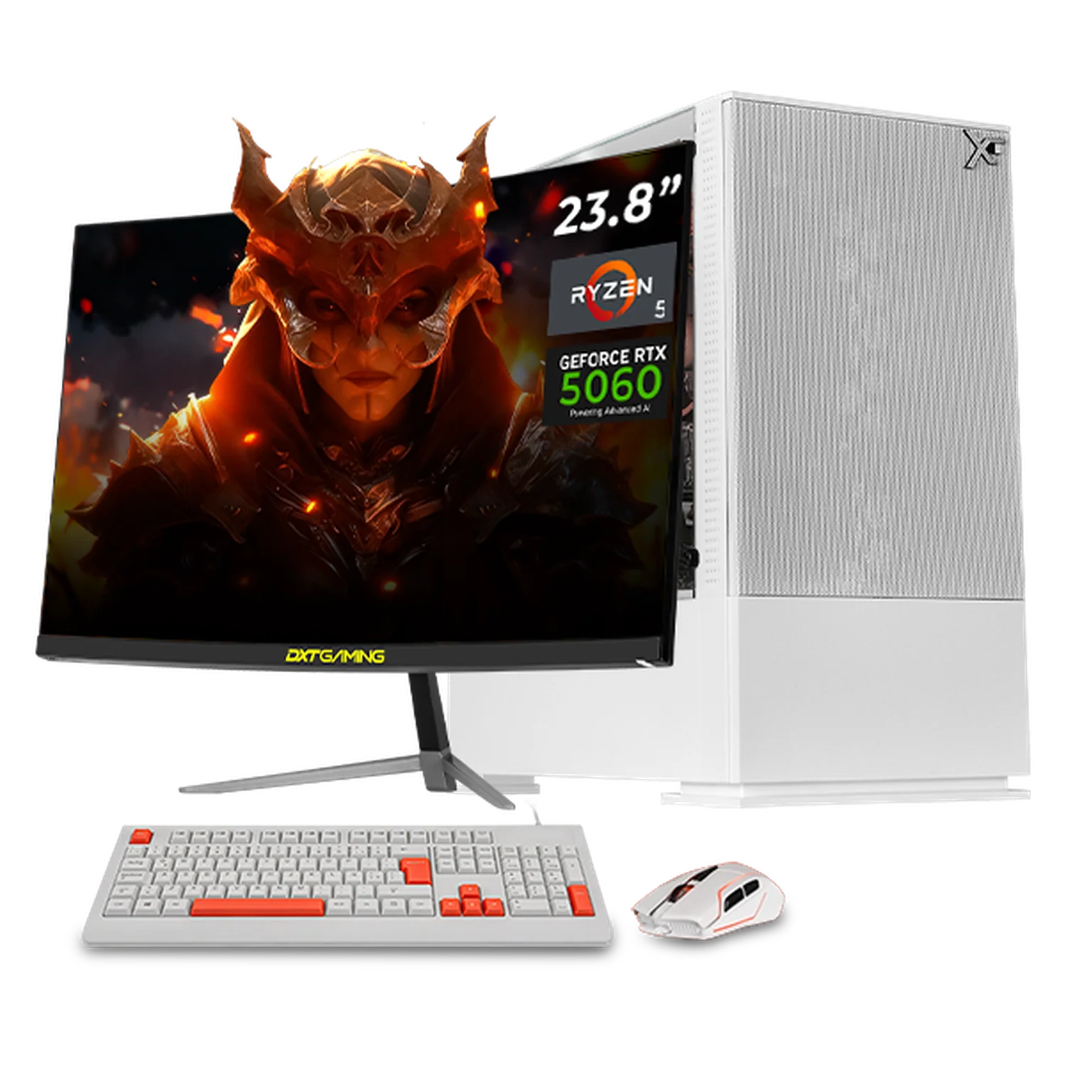 PC Gamer Completa IA Xtreme PC Gaming NVIDIA GeForce RTX 5060 AMD Ryzen 5 3600 16GB SSD 1TB Monitor Curvo 23.8 180Hz WIFI Productividad Versátil Acelerada con IA White