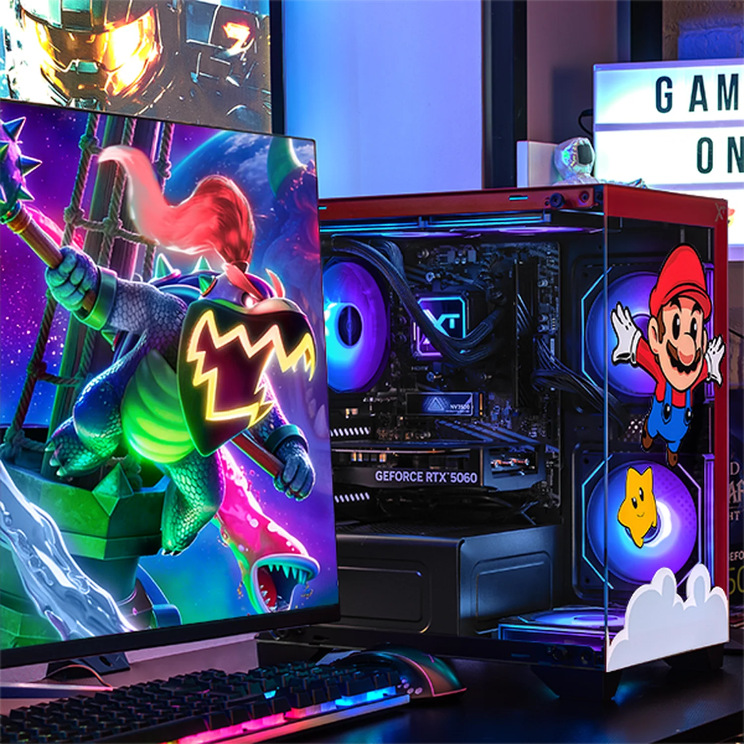 PC Gamer Completa IA Xtreme PC Gaming NVIDIA GeForce RTX 5060 AMD Ryzen 7 5700 16GB SSD 1TB Monitor Curvo 27 180Hz Sistema Liquido WIFI Mario Galaxy Productividad Versátil Acelerada con IA - Image 6