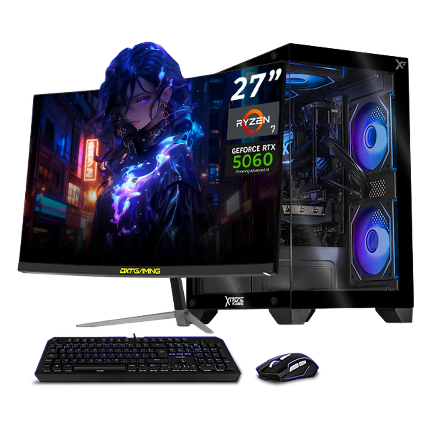 PC Gamer Completa IA Xtreme PC Gaming NVIDIA GeForce RTX 5060 AMD Ryzen 7 5700 32GB SSD 1TB Monitor Curvo 27 180Hz Sistema Liquido WIFI Black Productividad Versátil Acelerada con IA