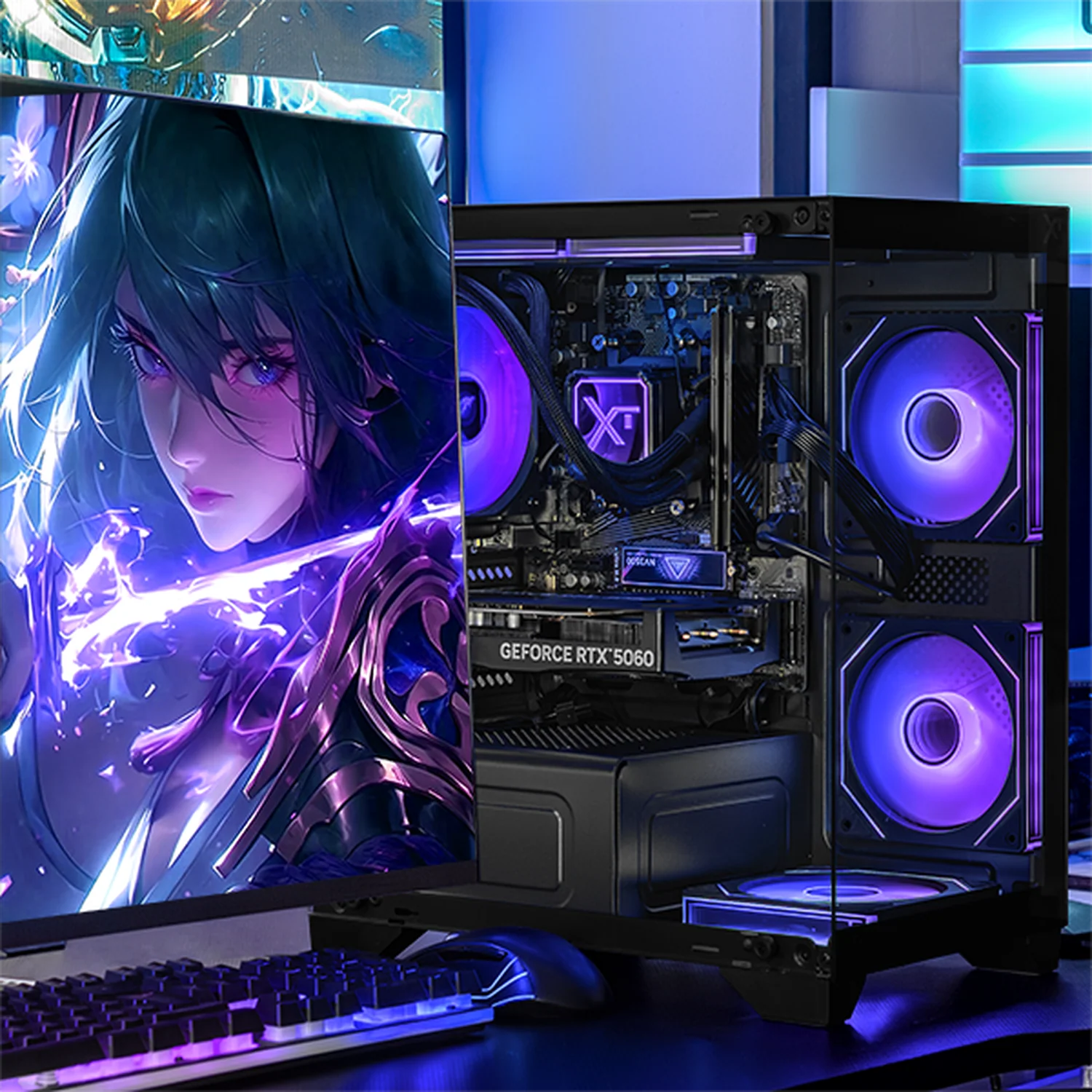 PC Gamer Completa IA Xtreme PC Gaming NVIDIA GeForce RTX 5060 AMD Ryzen 7 5700 32GB SSD 1TB Monitor Curvo 27 180Hz Sistema Liquido WIFI Black Productividad Versátil Acelerada con IA - Image 6