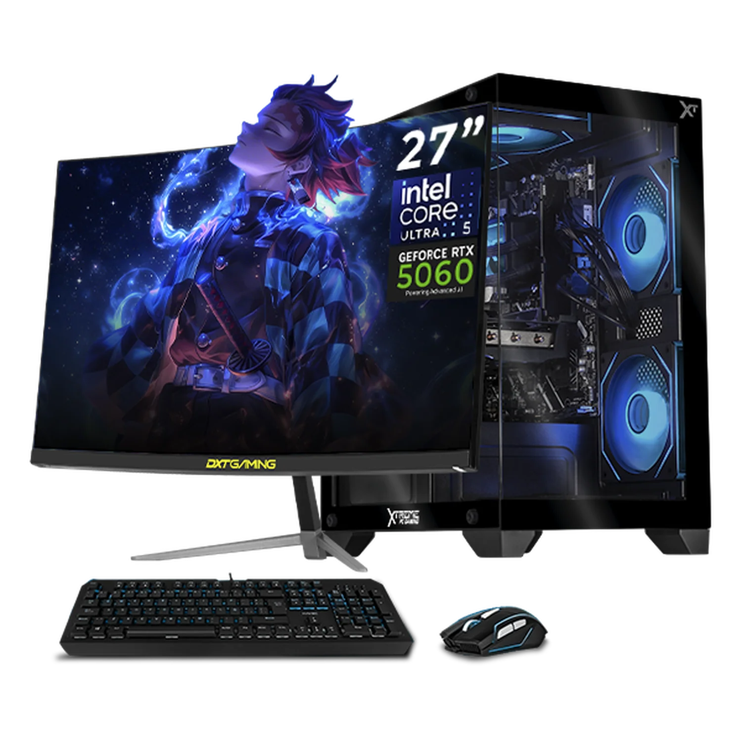 PC Gamer Completa IA Xtreme PC Gaming NVIDIA GeForce RTX 5060 Intel Core Ultra 5 250K Plus 16GB DDR5 SSD 1TB Monitor Curvo 27 180Hz WIFI Black Productividad Versátil Acelerada con IA