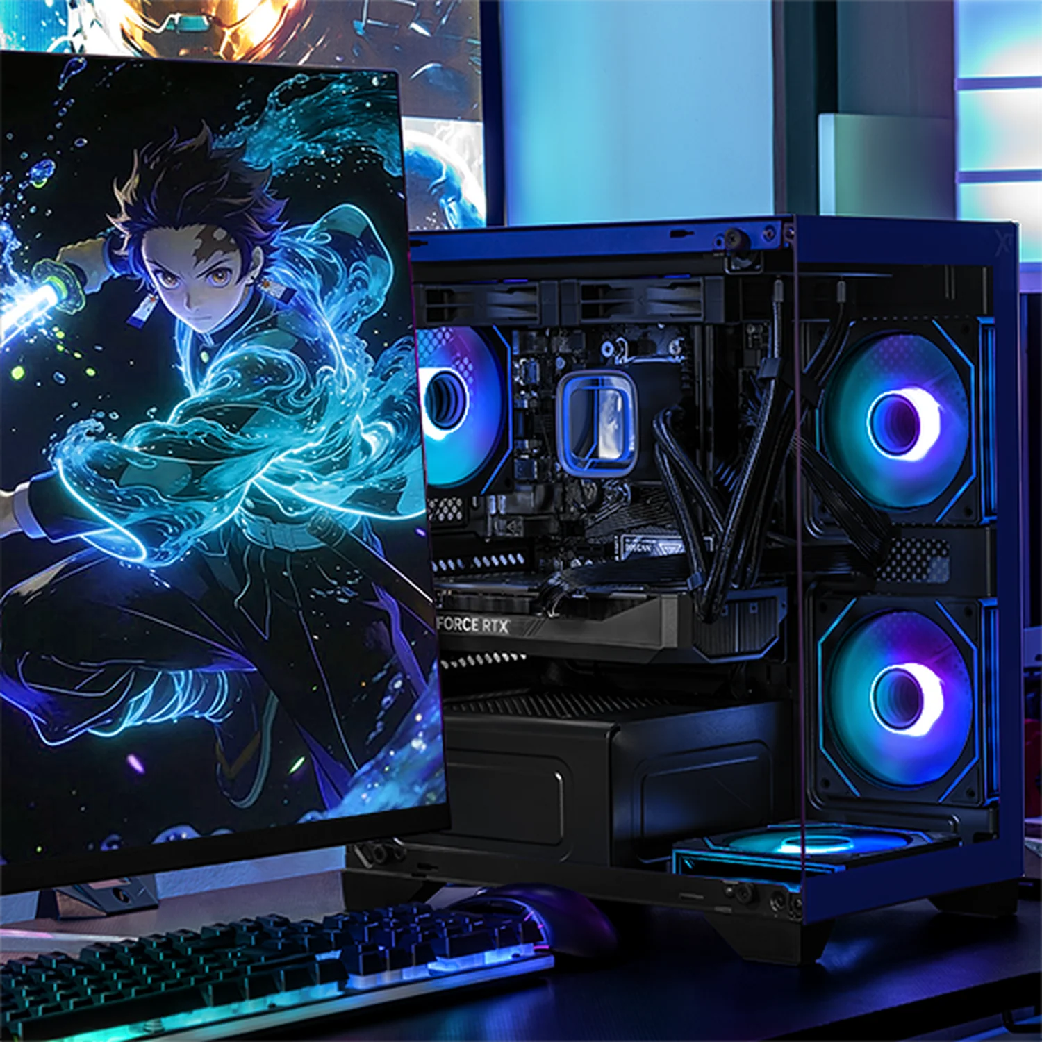 PC Gamer Completa IA Xtreme PC Gaming NVIDIA GeForce RTX 5060 TI AMD Ryzen 7 5700X 32GB SSD 1TB Monitor Curvo 27 180Hz Sistema Liquido WIFI Blue Productividad Versátil Acelerada con IA - Image 6
