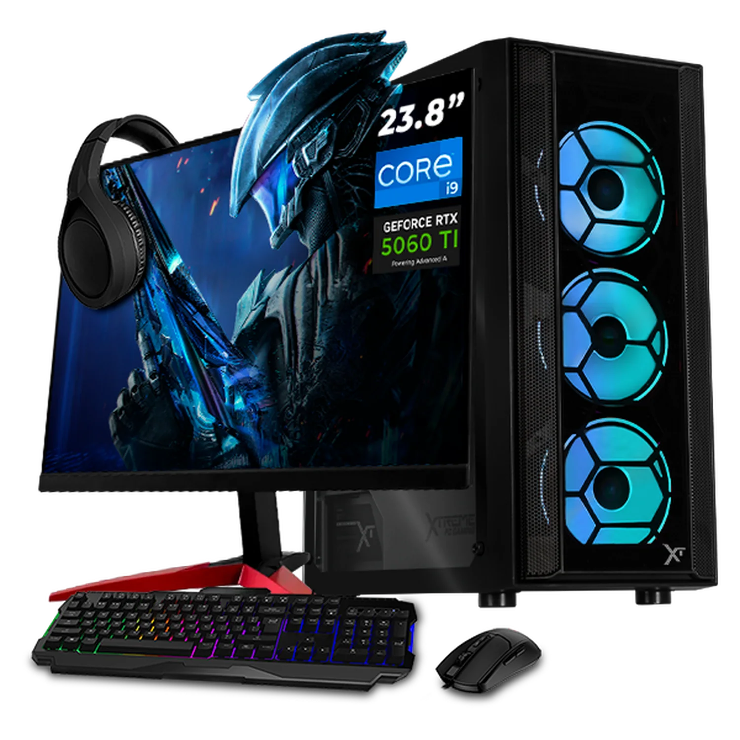 PC Gamer Completa Xtreme PC Gaming NVIDIA GeForce RTX 5060 Ti Intel Core i9 12900F 32GB SSD 1TB Monitor 23.8 165Hz WIFI W11 Black gaming competitivo y streaming