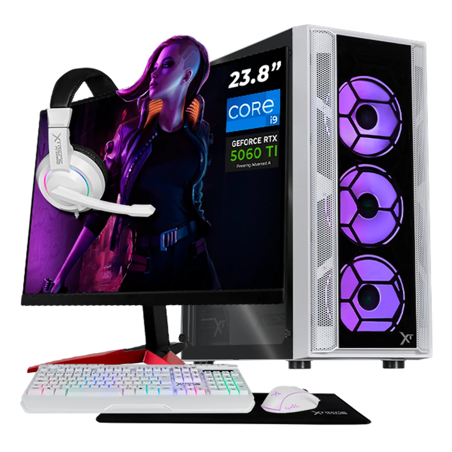 PC Gamer Completa Xtreme PC Gaming NVIDIA GeForce RTX 5060 Ti Intel Core i9 12900F 32GB SSD 1TB Monitor 23.8 165Hz WIFI W11 White gaming competitivo y streaming