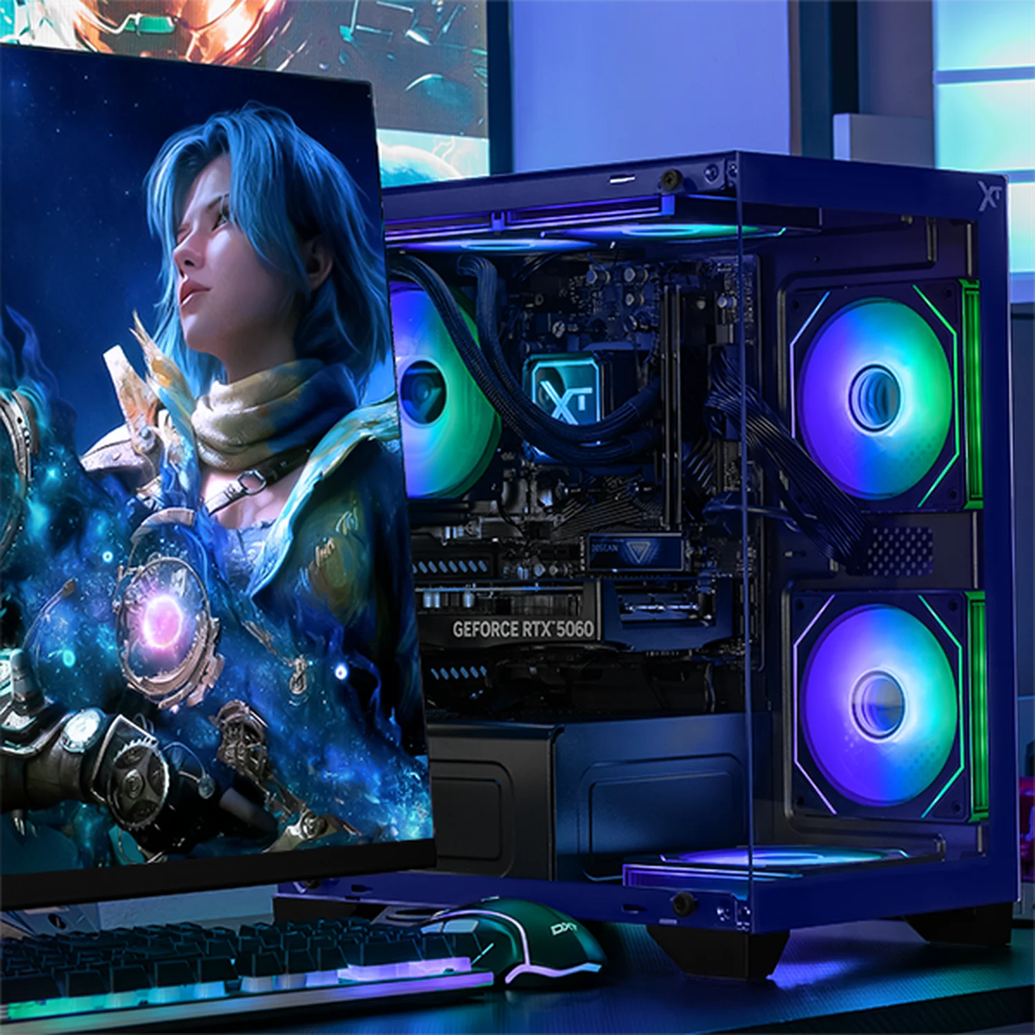 PC Gamer con IA Xtreme PC Gaming NVIDIA GeForce RTX 5060 AMD Ryzen 7 5700 32GB SSD 1TB Sistema Liquido WIFI Blue gaming 1080p, estudios y multitarea - Image 6