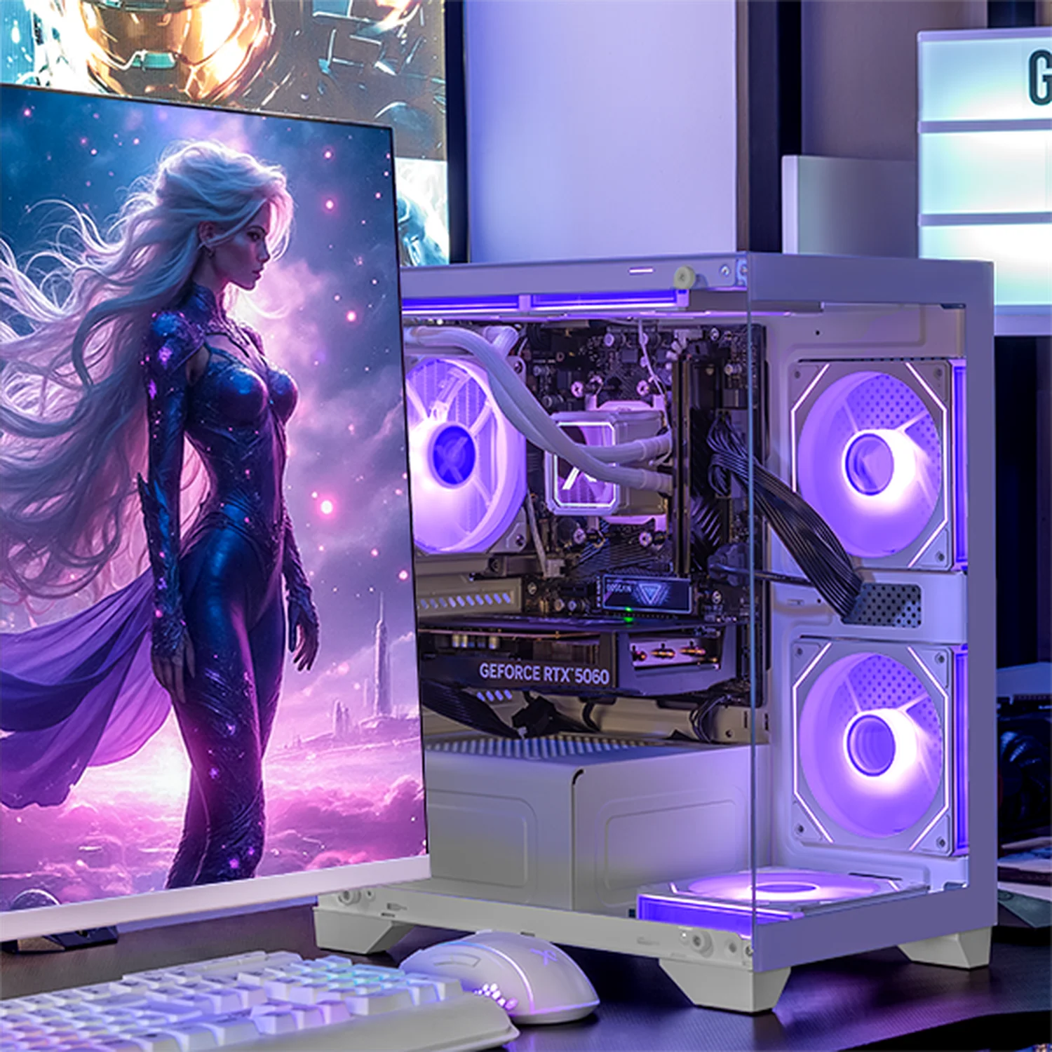 PC Gamer Xtreme PC Gaming NVIDIA GeForce RTX 5060 AMD Ryzen 7 5700 16GB SSD 1TB Sistema Liquido WIFI Lila gaming 1080p, estudios y multitarea - Image 6