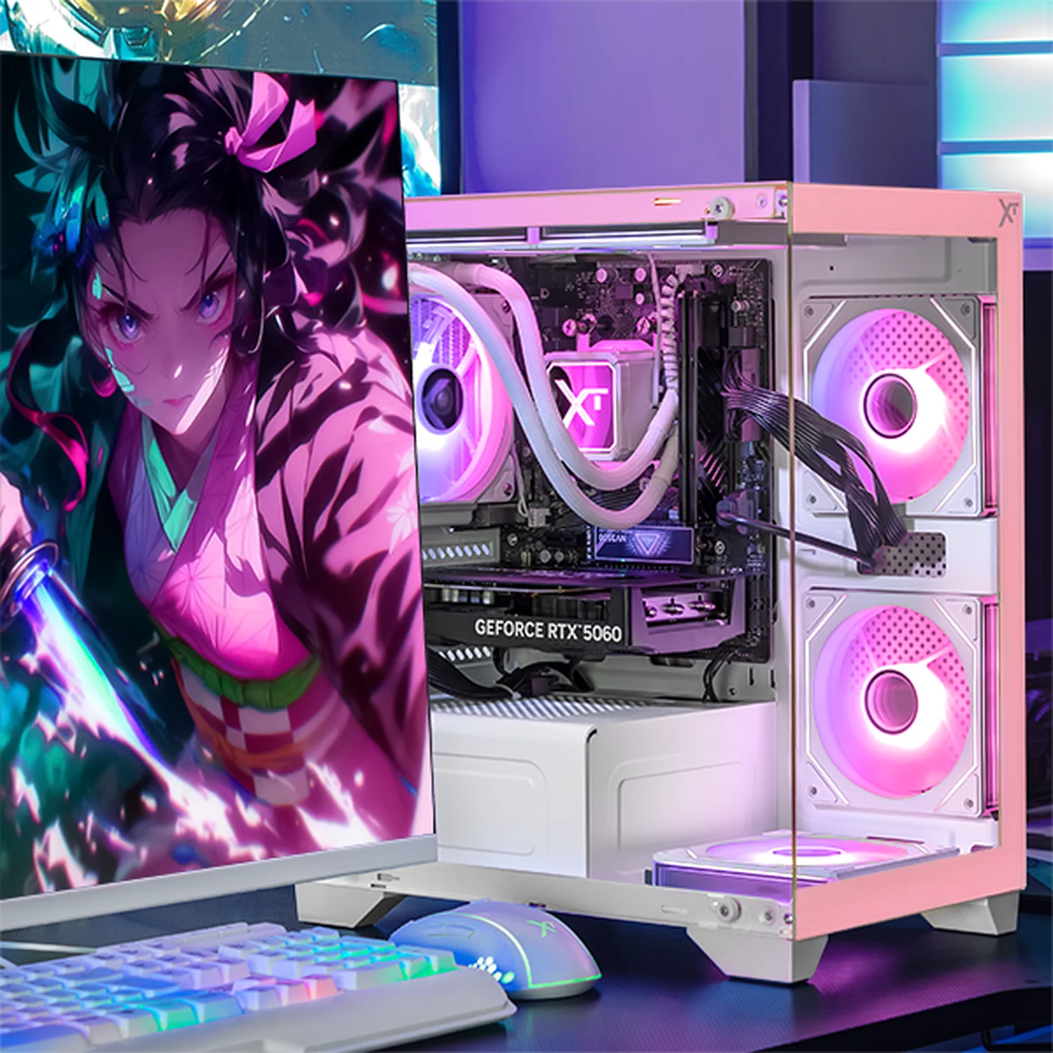PC Gamer Xtreme PC Gaming NVIDIA GeForce RTX 5060 AMD Ryzen 7 5700 16GB SSD 1TB Sistema Liquido WIFI Pink gaming 1080p, estudios y multitarea - Image 6