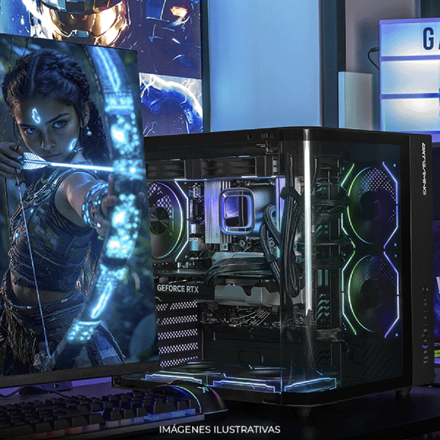 PC Gamer DXT GAMING NVIDIA GeForce RTX 5060 Ti 16GB AMD Ryzen 7 8700F 16GB DDR5 SSD 1TB Sistema Liquido WIFI Black gaming 1080p, estudios y multitarea - Image 6
