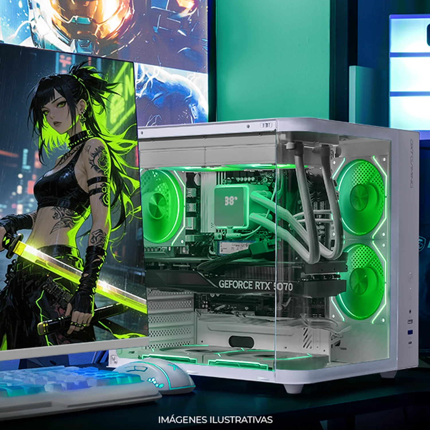 PC Gamer IA DXT GAMING NVIDIA GeForce RTX 5070 Intel Core i9 14900KF 16GB DDR5 SSD 1TB Sistema Liquido WIFI White Alto Desempeño Creativo con IA Integrada - Image 6