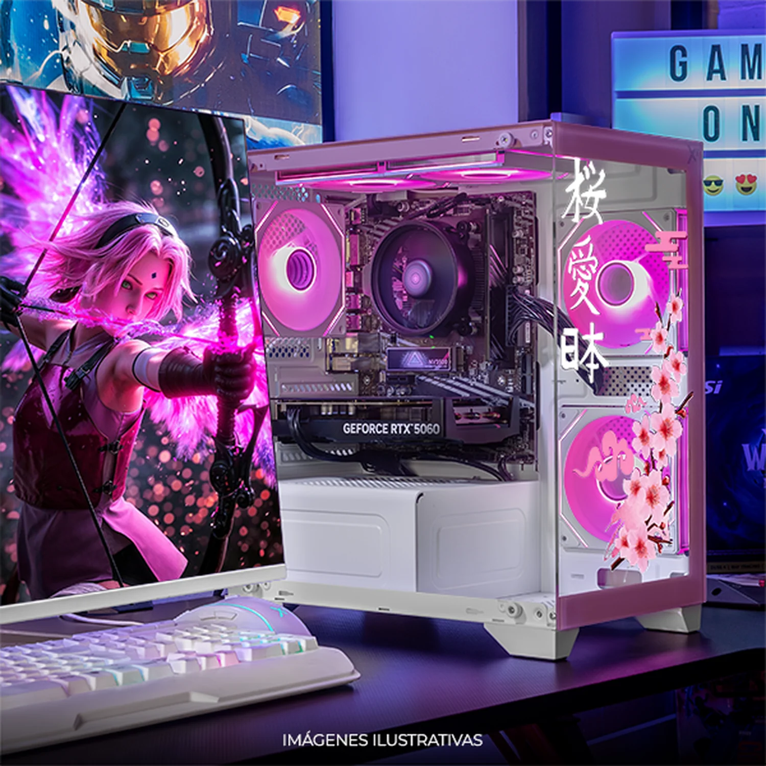 PC Gamer IA Xtreme PC Gaming NVIDIA GeForce RTX 5060 AMD Ryzen 7 5700 16GB SSD 1TB WIFI Sakura Cherry Edition Productividad Versátil Acelerada con IA - Image 6