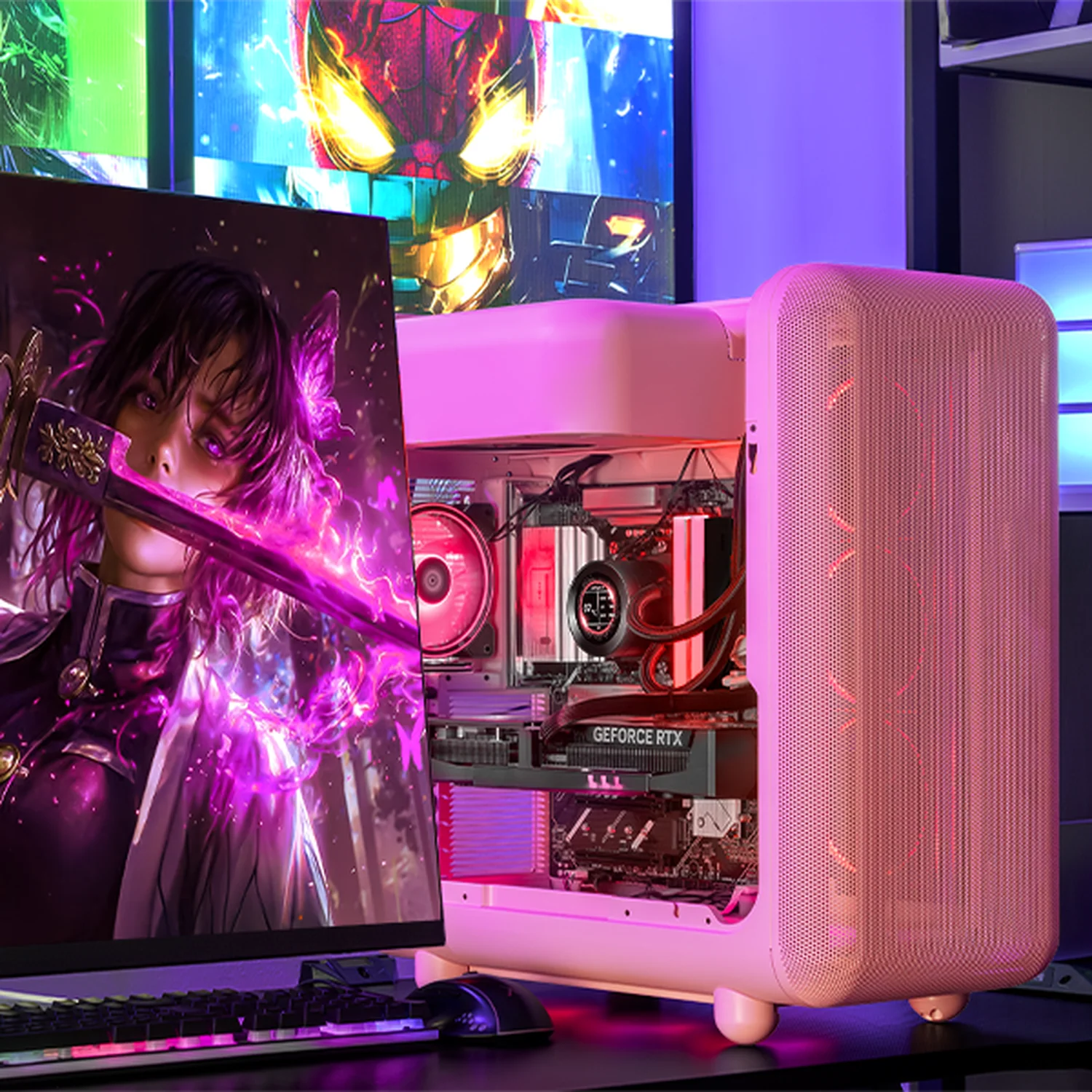 PC Gamer Xtreme PC Gaming NVIDIA GeForce RTX 5070 Ti AMD Ryzen 9 9900X 32GB DDR5 SSD 1TB Sistema Liquido WIFI Strawberry Milk gaming competitivo y streaming - Image 6