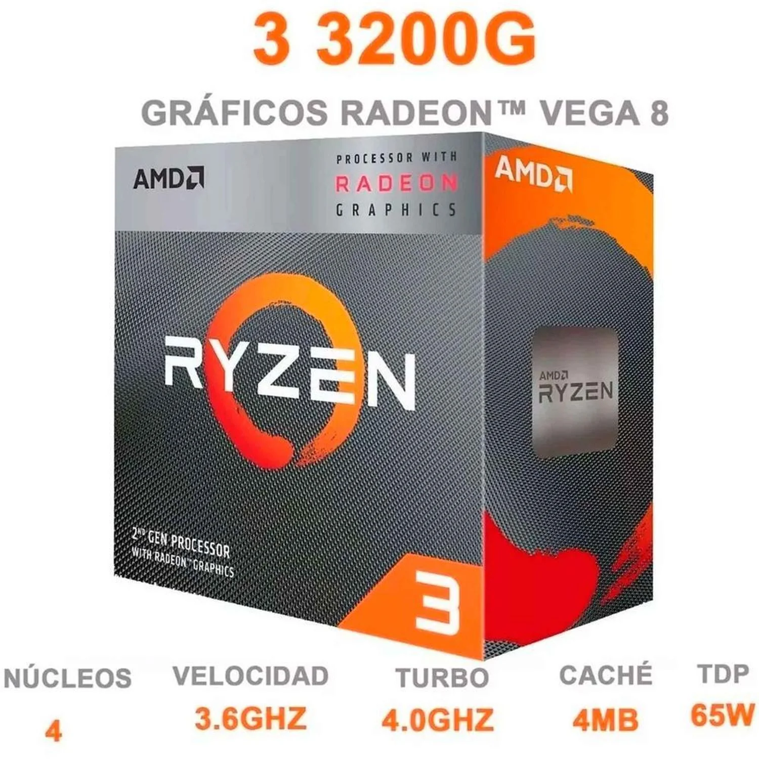 Procesador AMD RYZEN 3 3200G 3.6 Ghz 4 Core AM4 Radeon Vega 8 - Image 2