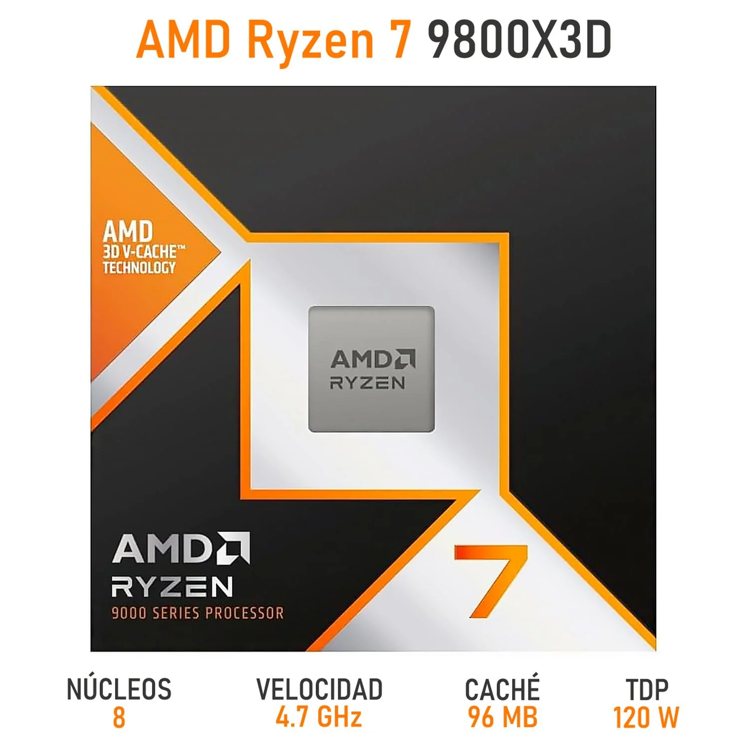 Procesador AMD RYZEN 7 9800X3D 4.7 GHz Octa Core AM5 100-100001084WOF - Image 2