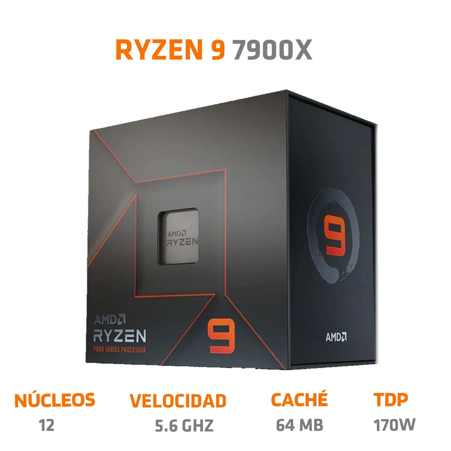 Procesador AMD RYZEN 9 7900x 5.6 GHZ 12 Core AM5 100-100000589WOF - Image 2
