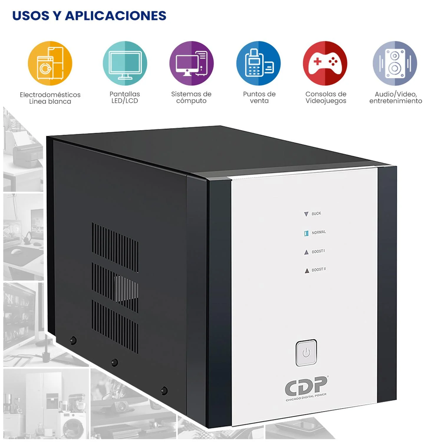 Regulador de Voltaje Electrodomesticos CDP R-AVR5008 5000VA/2500W AVR Supresor de Picos 9 Salidas - Image 3
