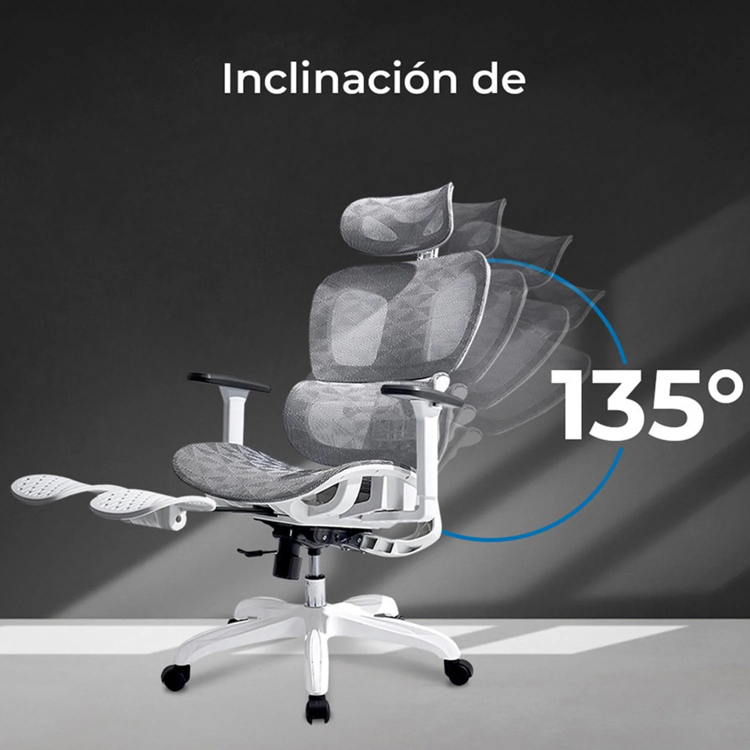 Silla Ejecutiva ACTECK FLUX PRO EC757 Ergonomica Reclinable 135° 136kg Reposabrazos 3D Reposapies Blanco AC-940276 - Image 2