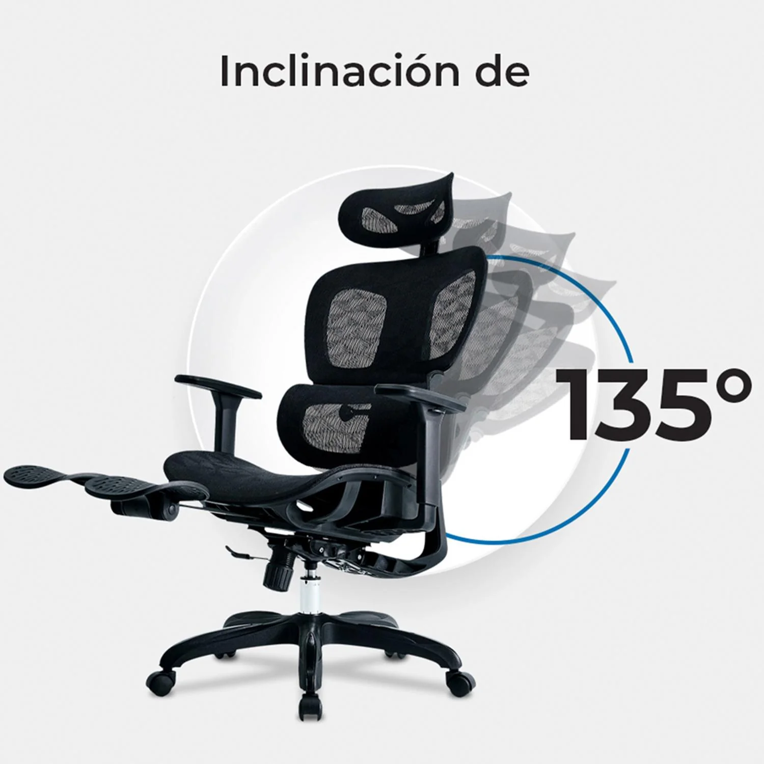 Silla Ejecutiva ACTECK FLUX PRO EC757 Ergonomica Reclinable 135° 136kg Reposabrazos 3D Reposapies Negro AC-940269 - Image 4