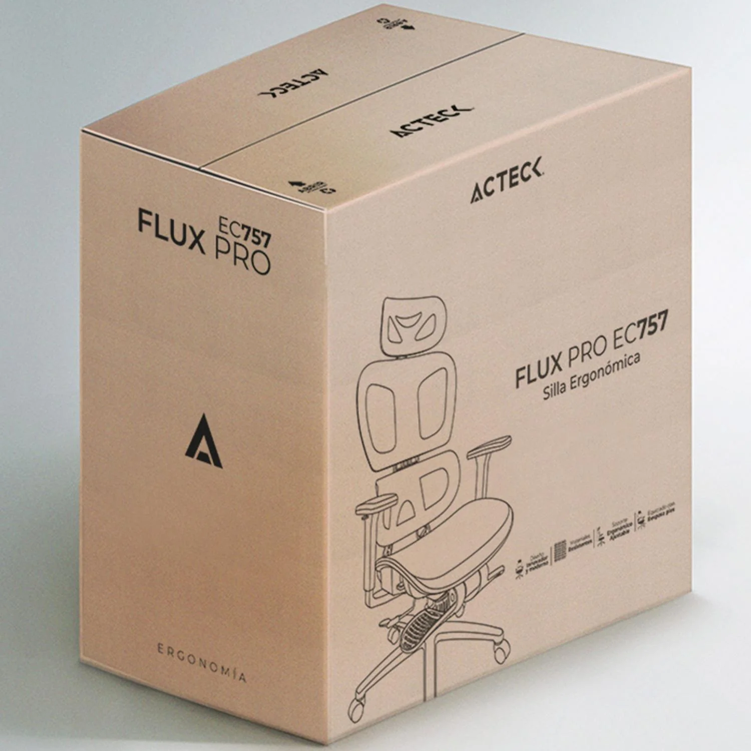 Silla Ejecutiva ACTECK FLUX PRO EC757 Ergonomica Reclinable 135° 136kg Reposabrazos 3D Reposapies Negro AC-940269 - Image 6