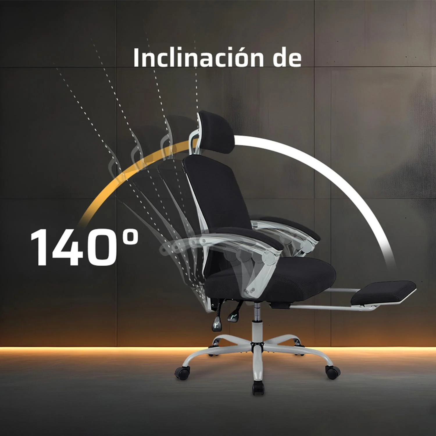 Silla Gamer BALAM RUSH BOLT NOU G Ergonomica Reclinable 140° 130kg Reposapies Blanco BR-940559 - Image 5