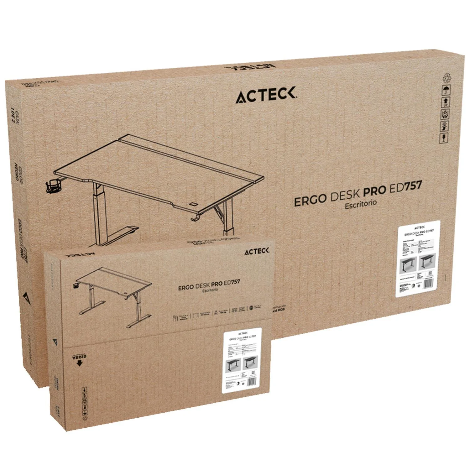 Escritorio ACTECK ERGO DESK PRO ED757 Ergonimico Hasta 100kg 3 Ajustes de altura Iluminación RGB + Porta Vaso Negro AC-941433 - Image 6