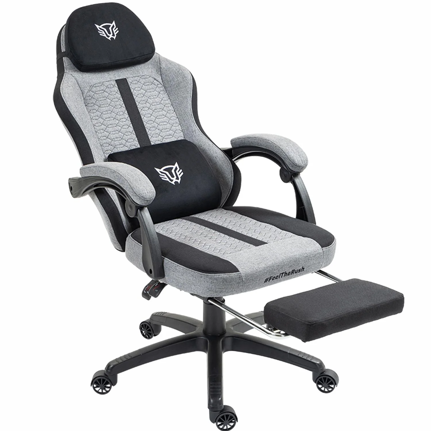 Silla Gamer BALAM RUSH FORCE PLUS Z1 Ergonomica Reclinable 135° 120Kg Cojín Lumbar + Cojín Cervical + Reposa Pies Gris BR-940757 - Image 2