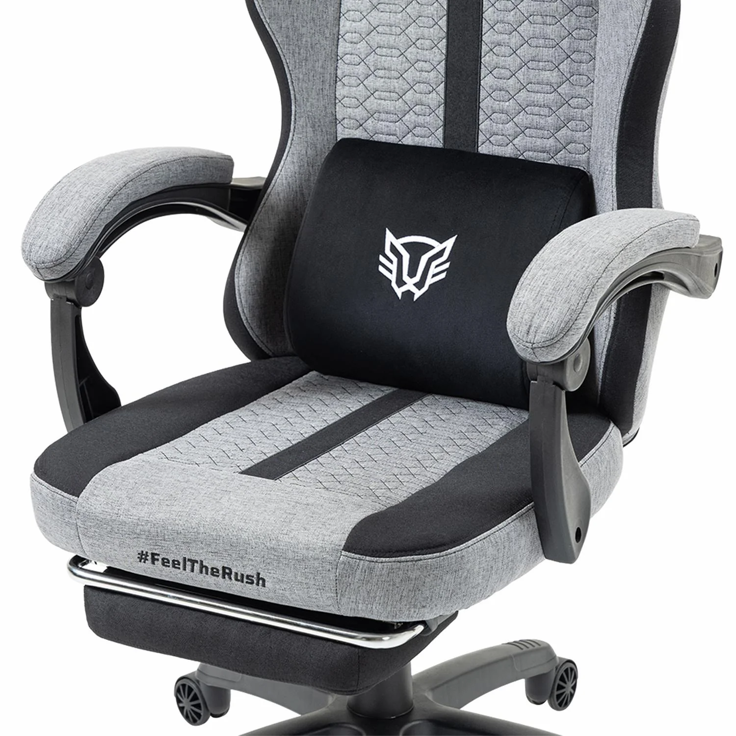 Silla Gamer BALAM RUSH FORCE PLUS Z1 Ergonomica Reclinable 135° 120Kg Cojín Lumbar + Cojín Cervical + Reposa Pies Gris BR-940757 - Image 4