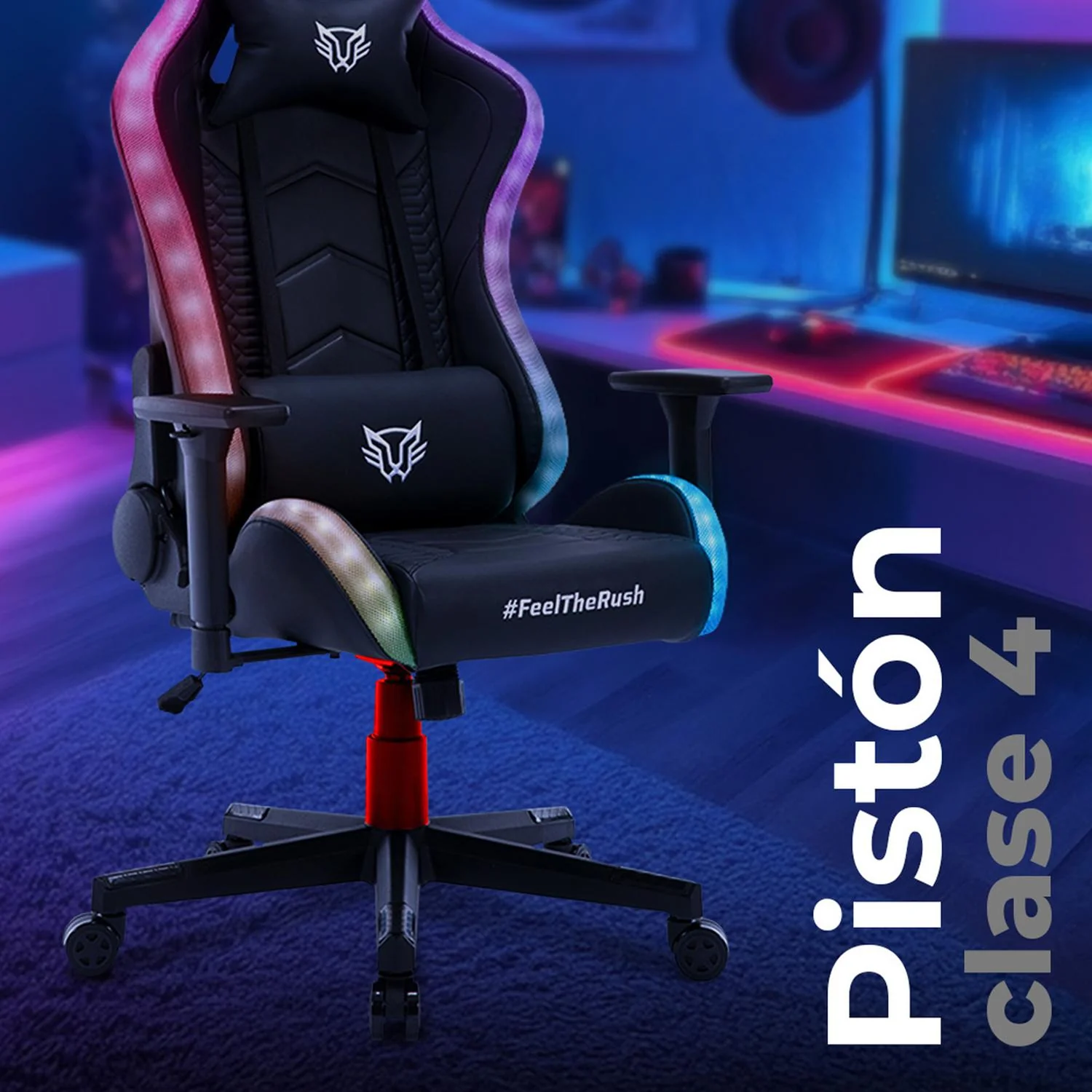 Silla Gamer BALAM RUSH LIGHTNING RUSH V2 RGB Ergonomica Reclinable 135° 150Kg Reposabrazos 3D Negro BR-940566 - Image 5