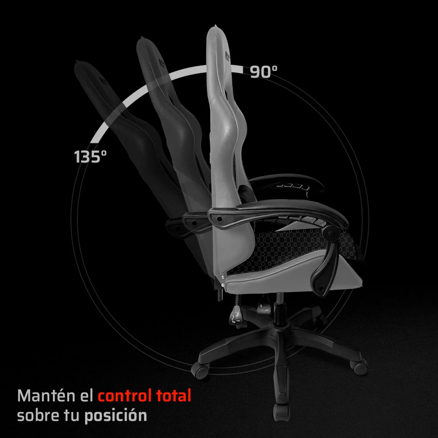 Silla Gamer BALAM RUSH POWER RUSH V2 Ergonomica Reclinable 135° 120kg Gris BR-942782 - Image 4