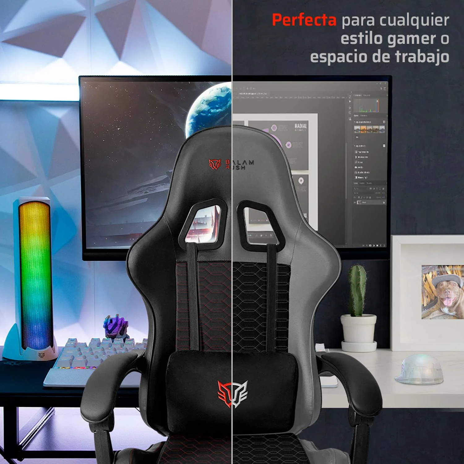 Silla Gamer BALAM RUSH POWER RUSH V2 Ergonomica Reclinable 135° 120kg Gris BR-942782 - Image 5