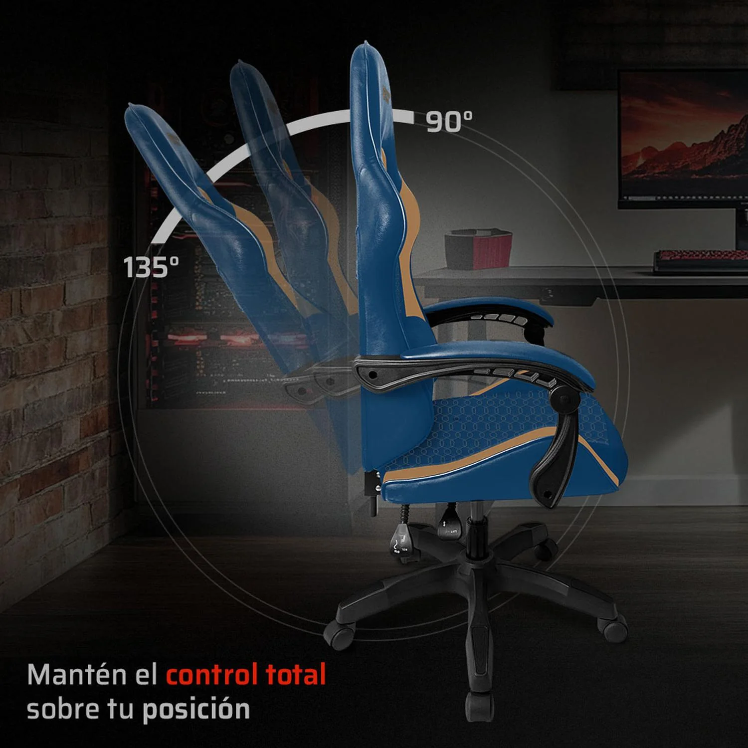 Silla Gamer BALAM RUSH POWER RUSH V2 Ergonomica Reclinable Azul - Camel BR-944496 Comodidad duradera y estilo único - Image 2