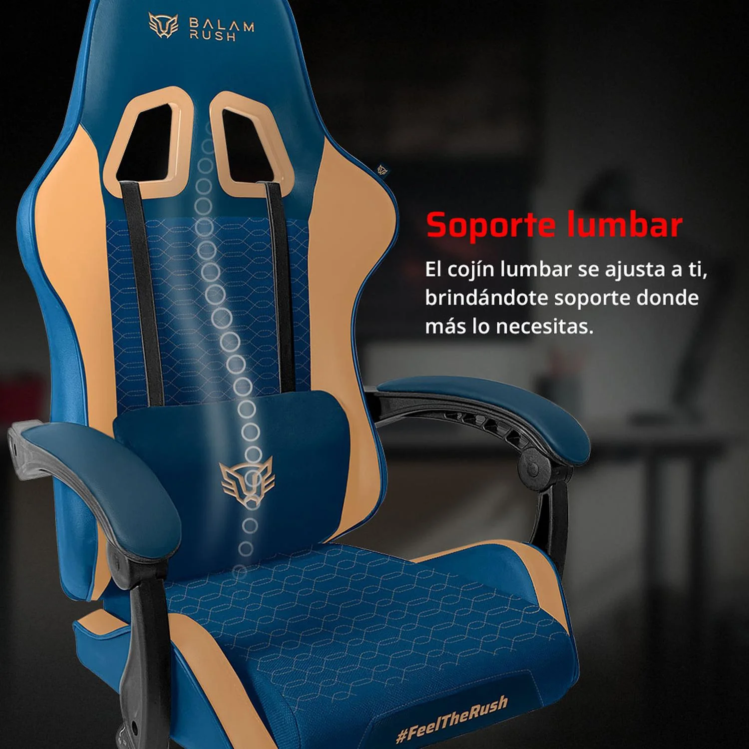 Silla Gamer BALAM RUSH POWER RUSH V2 Ergonomica Reclinable Azul - Camel BR-944496 Comodidad duradera y estilo único - Image 4