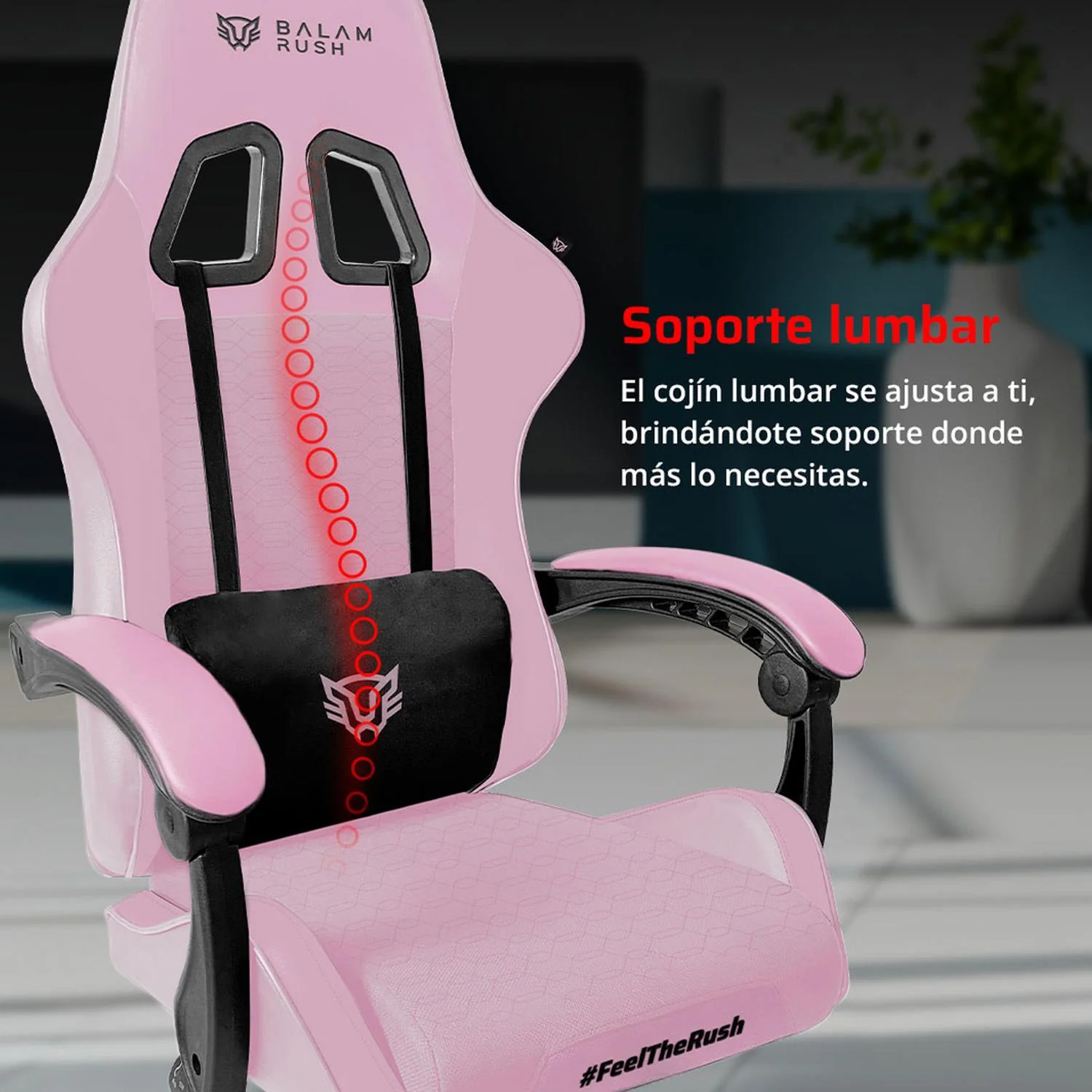 Silla Gamer BALAM RUSH POWER RUSH V2 Ergonomica Reclinable Rosa - Negro BR-944489 Comodidad duradera y estilo único - Image 4