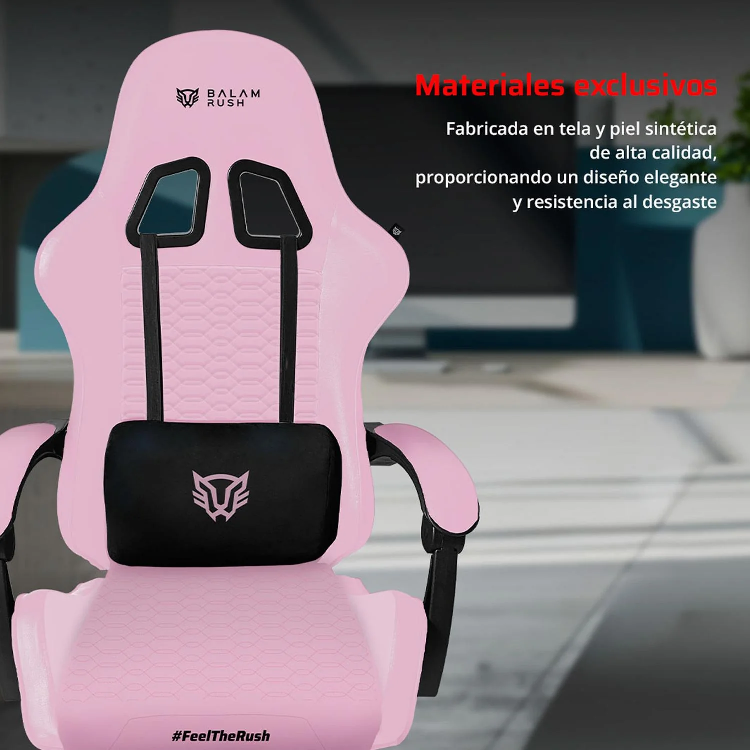 Silla Gamer BALAM RUSH POWER RUSH V2 Ergonomica Reclinable Rosa - Negro BR-944489 Comodidad duradera y estilo único - Image 5