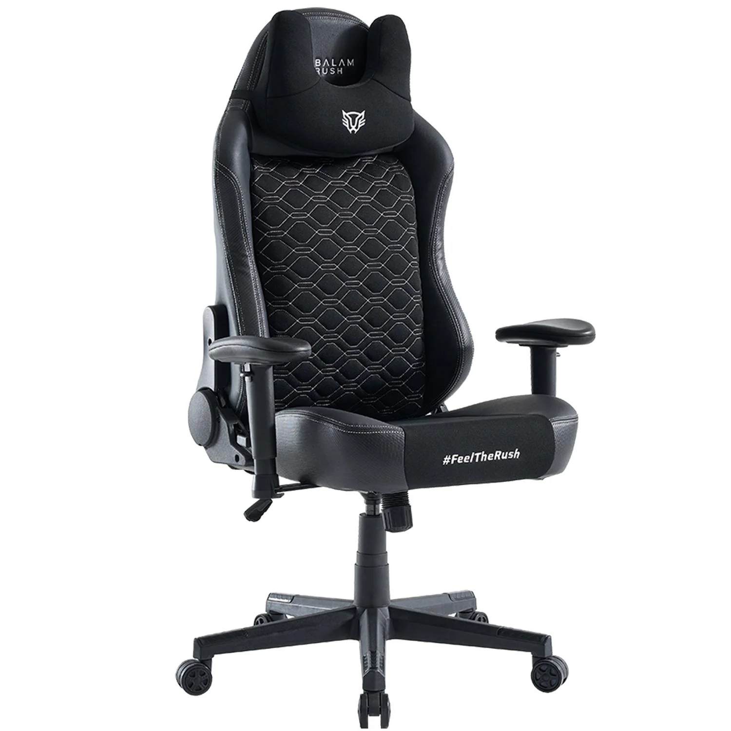 Silla Gamer BALAM RUSH THUNDER EUPHORIA V1 Ergonomica Reclinable 160° 150Kg Reposabrazos 2D Cojín Cervical Negro BR-940580 - Image 2