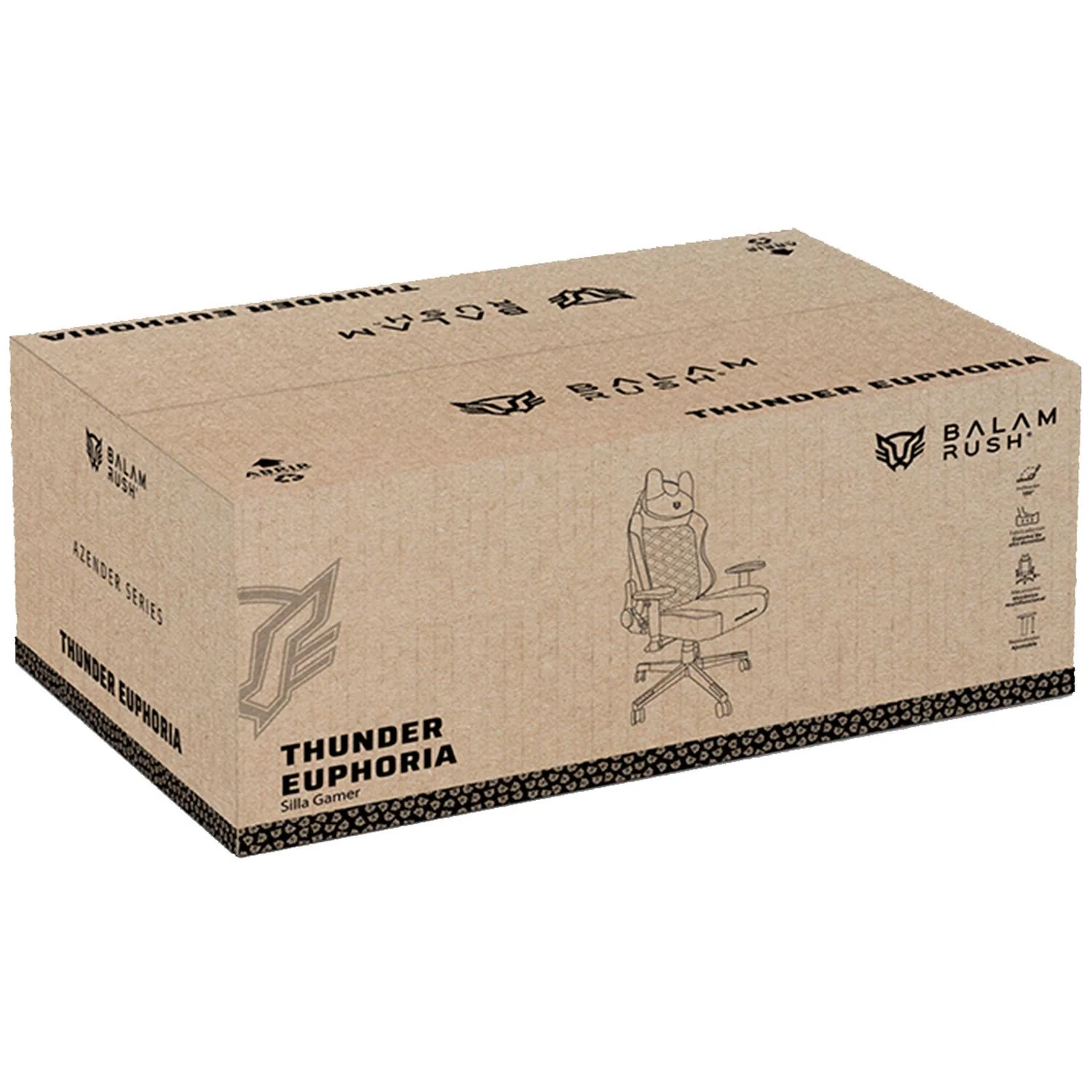 Silla Gamer BALAM RUSH THUNDER EUPHORIA V1 Ergonomica Reclinable 160° 150Kg Reposabrazos 2D Cojín Cervical Negro BR-940580 - Image 6