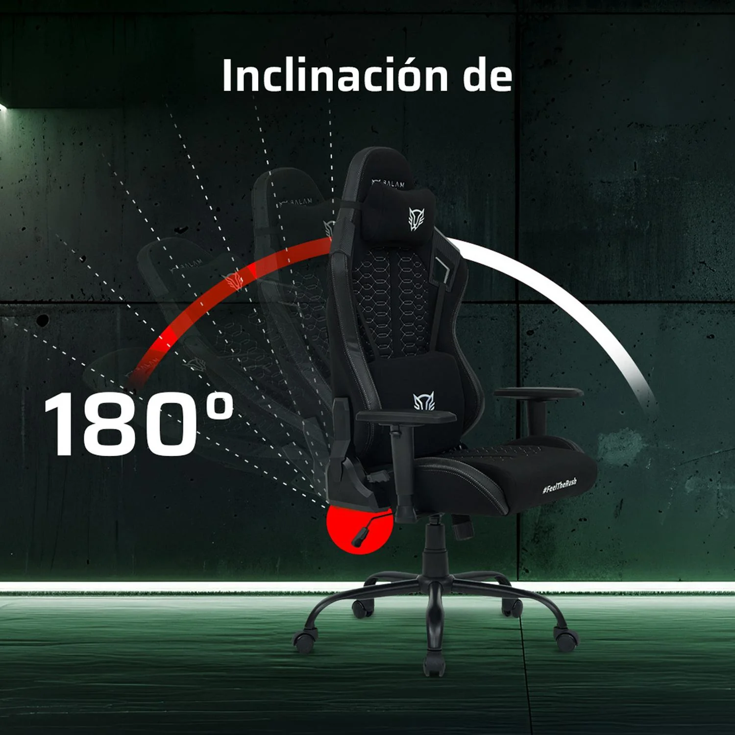 Silla Gamer BALAM RUSH THUNDER MAX V7 Ergonomica Reclinable 180° 120kg Reposabrazos 2D Negro BR-940597 - Image 5