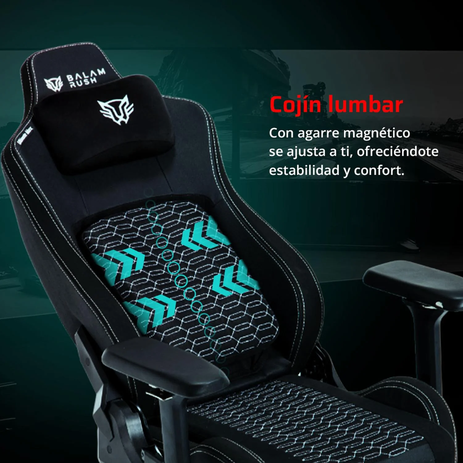 Silla Gamer BALAM RUSH ULTIMATE SUPER U5 Ergonomica Reclinable 135° 150Kg Reposabrazos 4D Negro BR-940504 - Image 3