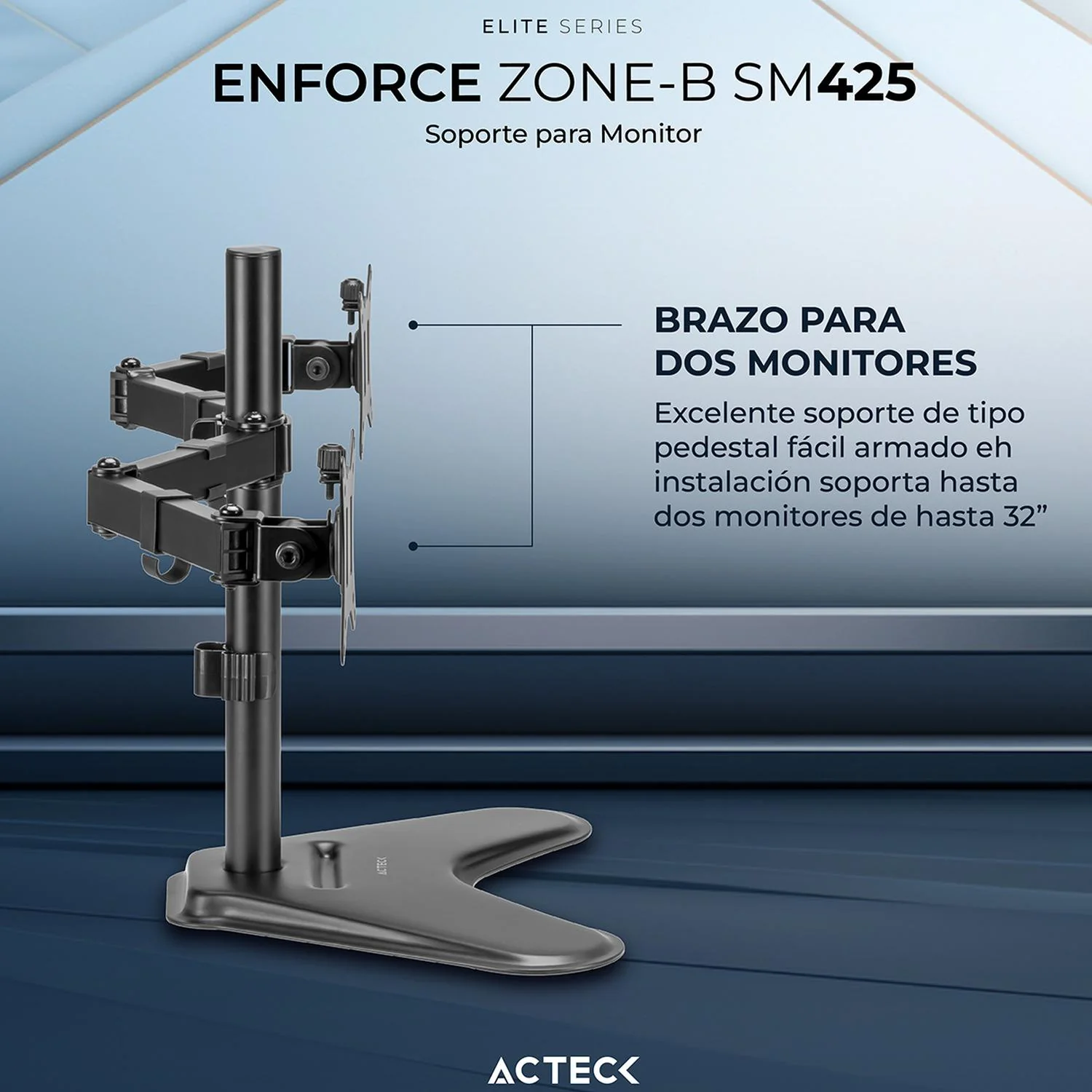 Soporte Articulado para Dos Monitores ENFORCE ZONE-B SM425 Hasta 32 pulgadas Inclinación y Giro Ajustable Base para Teléfono AC-939683 - Image 4