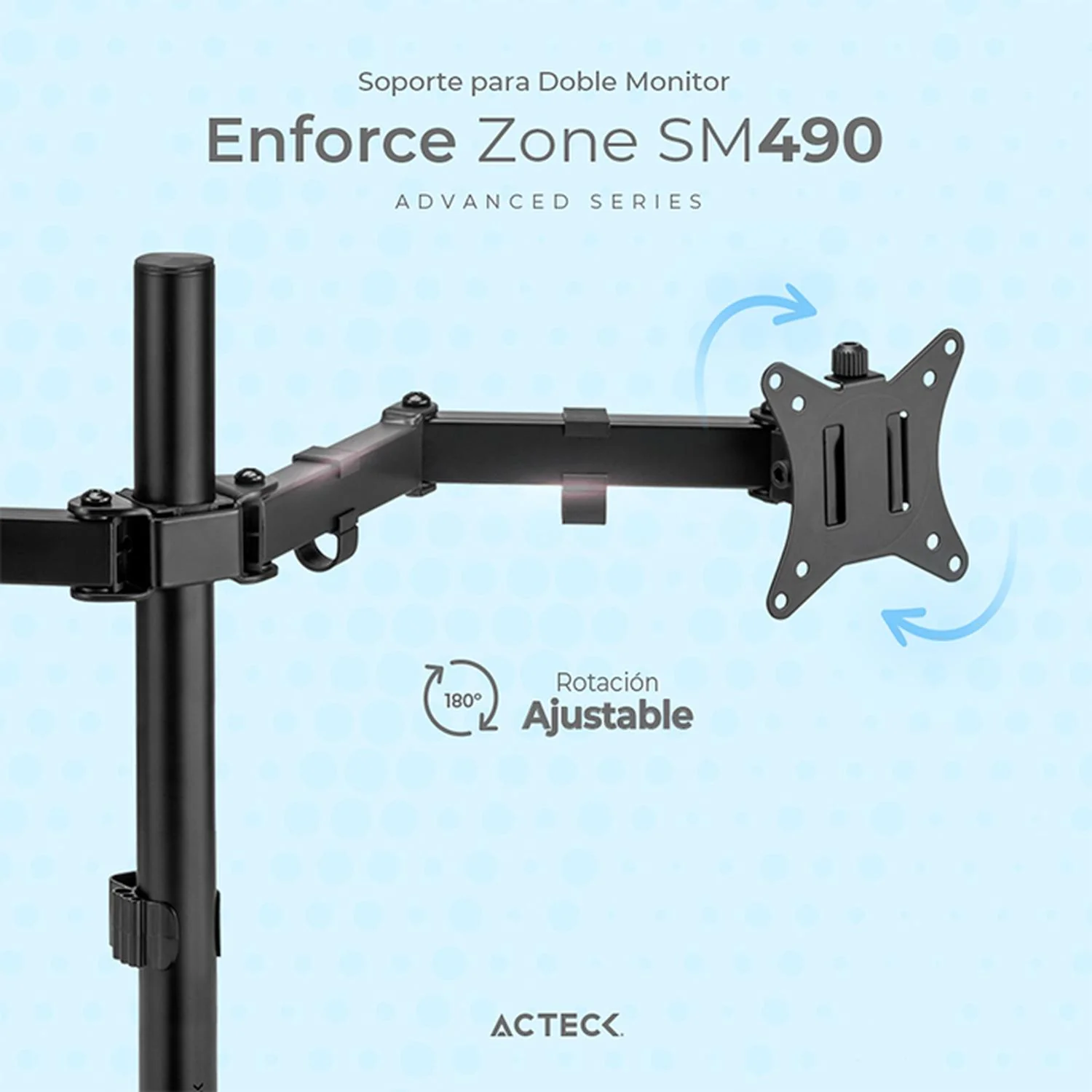 Soporte de Escritorio ACTECK ENFORCE ZONE SM490 Para Monitor Doble Ajustable Negro AC-934602 - Image 3