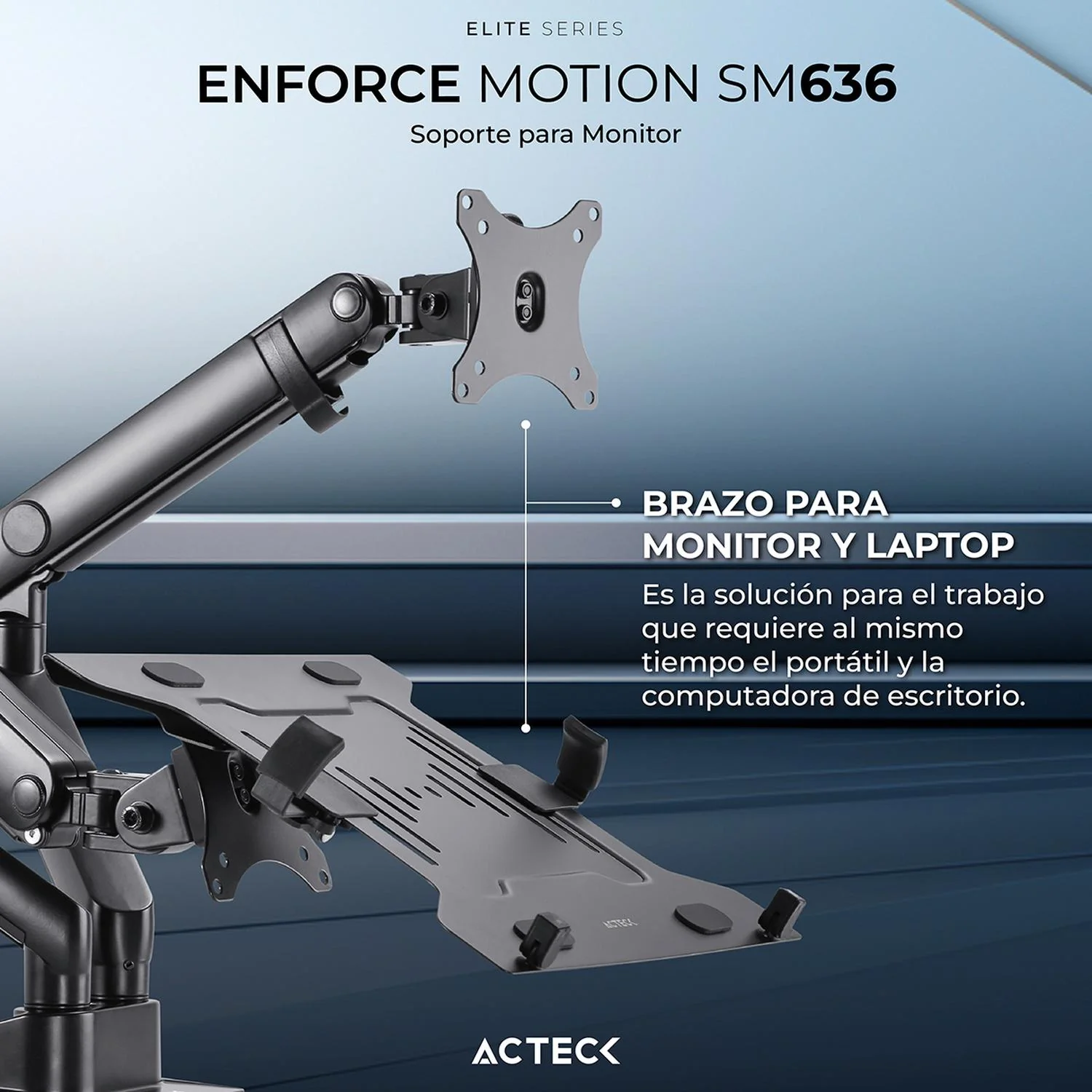 Soporte para Monitor y Laptop ENFORCE MOTION SM636 Monitor Hasta 32 pulgadas Laptop Hasta 15.6 pulgadas Inclinación y Giro Ajustable AC-939645 - Image 5