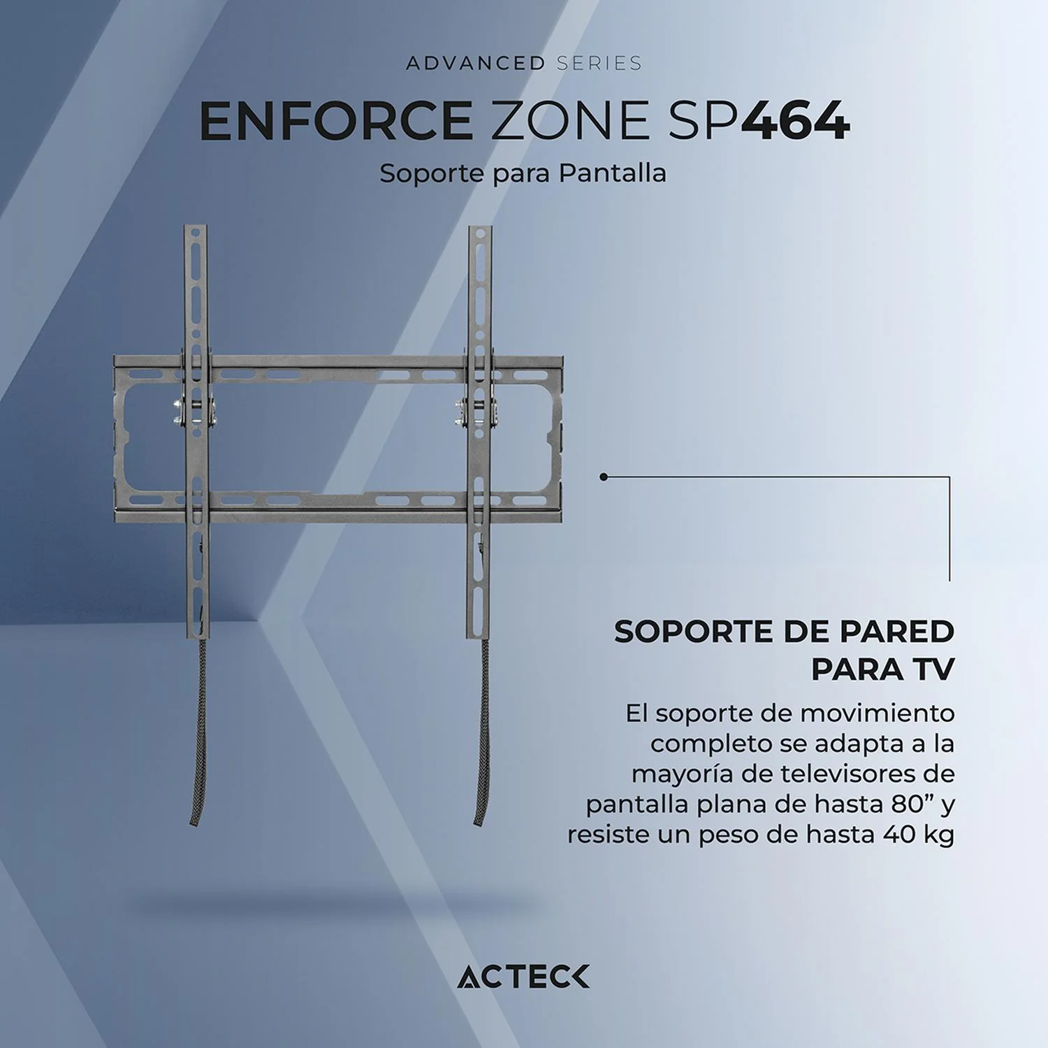 Soporte Smart TV ACTECK ENFORCE ZONE SP464 32 a 70 pulgadas 45Kg Inclinación 8° Negro AC-939720 - Image 4