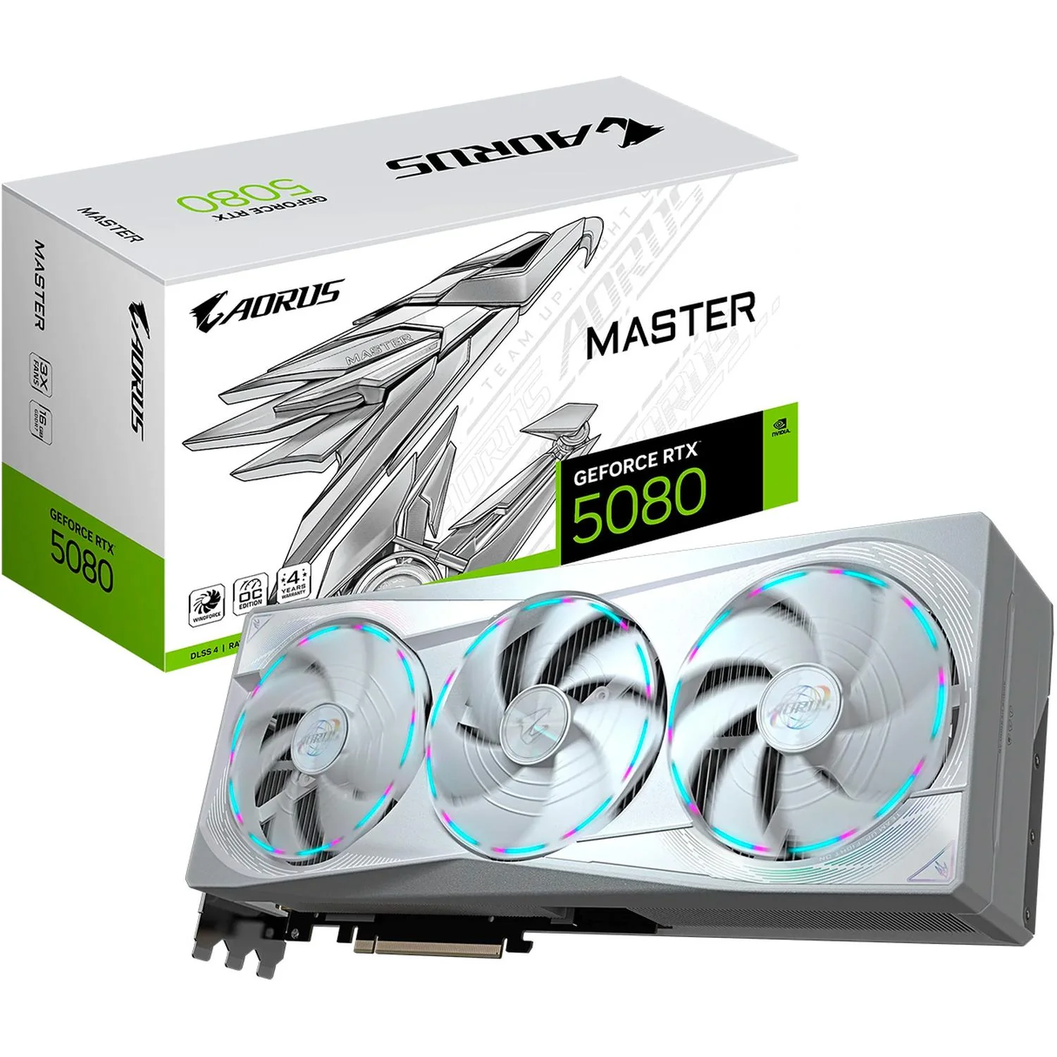 Tarjeta de Video AORUS GeForce RTX 5080 MASTER ICE 16GB GDDR7 GV-N5080AORUSM ICE-16GD 3 Fan RGB DLSS 4 PCI Express 5.0