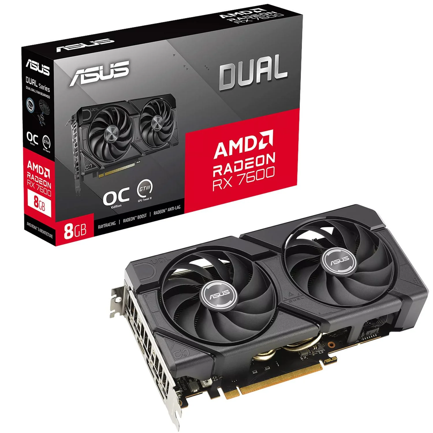 Tarjeta de Video ASUS Dual Radeon RX 7600 EVO OC Edition 8GB GDDR6 DUAL-RX7600-O8G-EVO