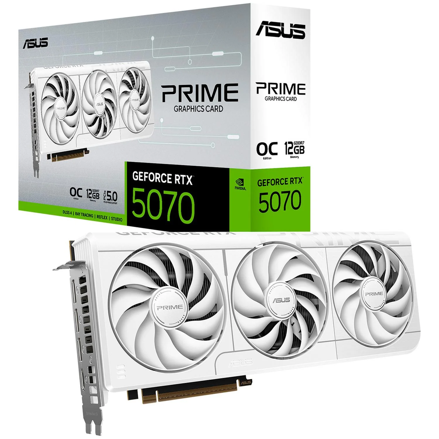 Tarjeta de Video ASUS PRIME GeForce RTX 5070 White OC Edition 12GB GDDR7 PRIME-RTX5070-O12G-WHITE