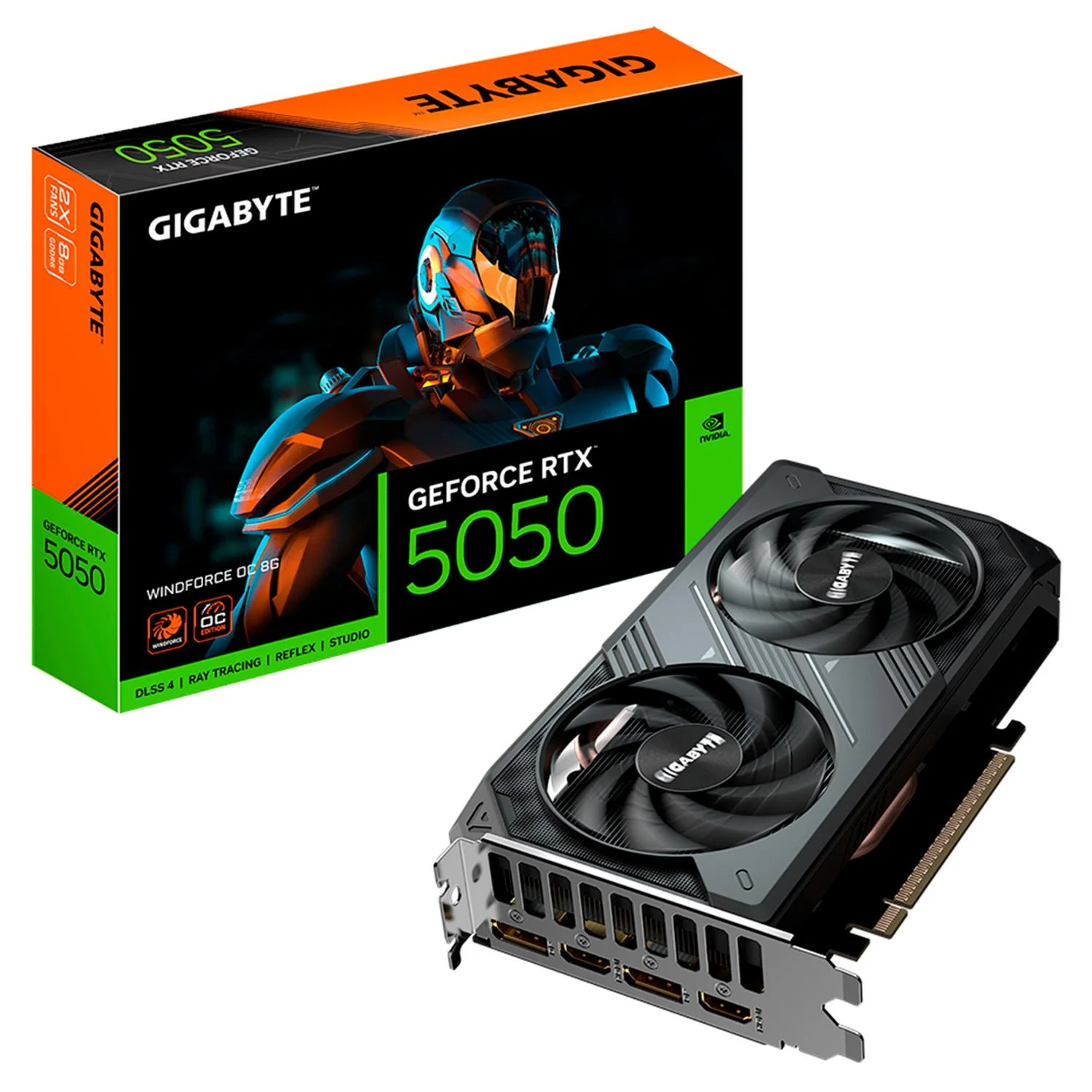 Tarjeta de Video GIGABYTE GeForce RTX 5050 WINDFORCE OC 8GB GDDR6 DLSS 4 PCI Express 5.0 IA GV-N5050WF2OC-8GD