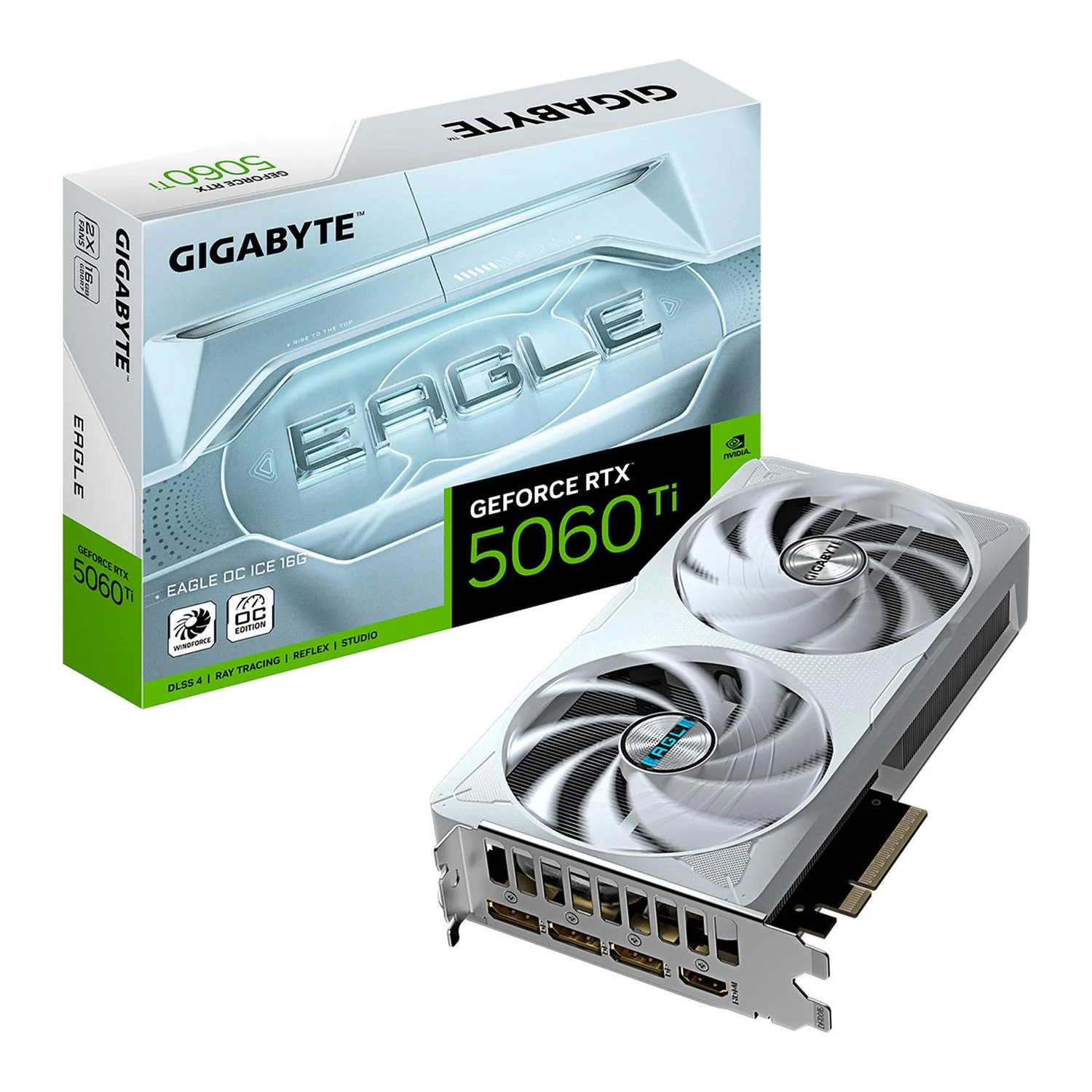 Tarjeta de video GIGABYTE GeForce RTX 5060 Ti EAGLE OC ICE 16GB GDDR7 GV-N506TEAGLEOC ICE-16GD