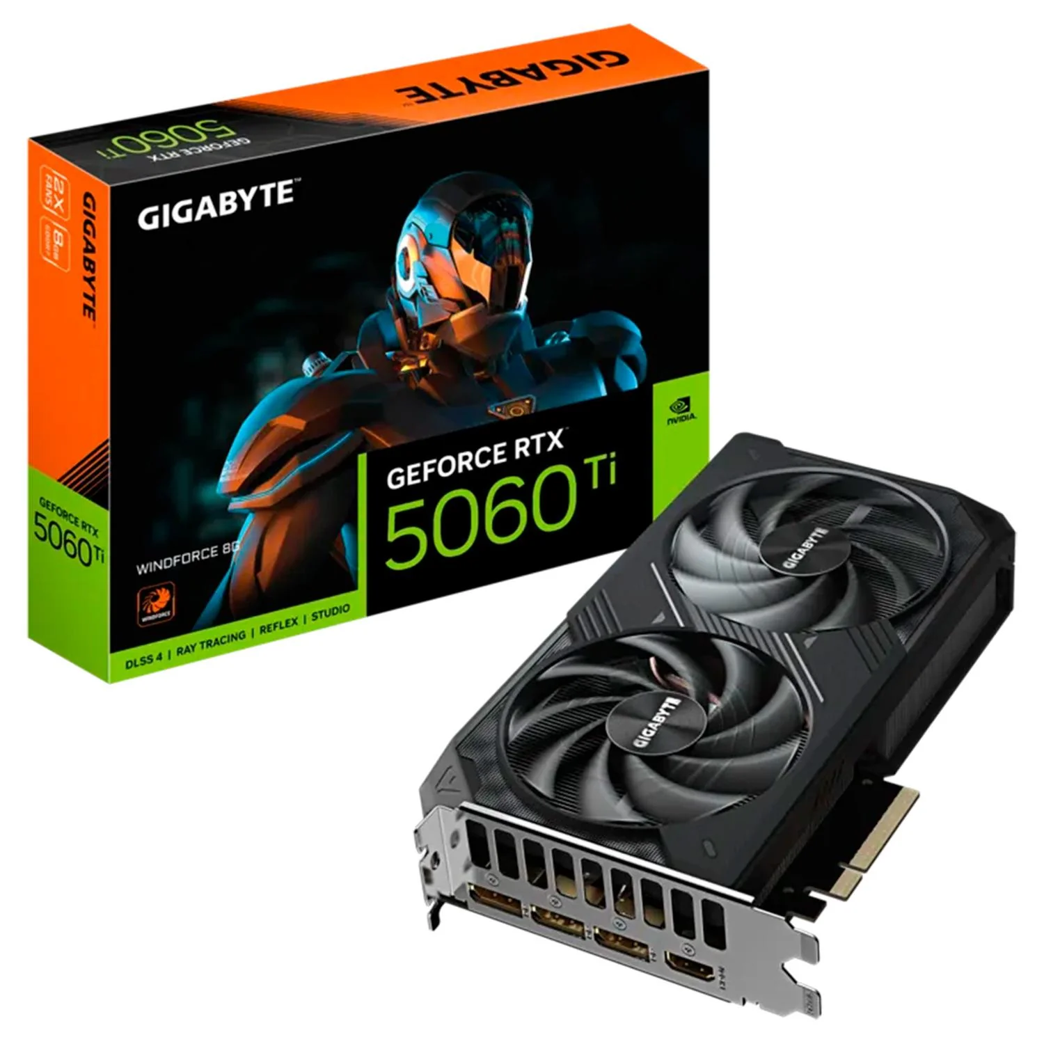 Tarjeta de Video GIGABYTE GeForce RTX 5060 TI WINDFORCE 8GB GDDR7 GV-N506TWF2-8GD